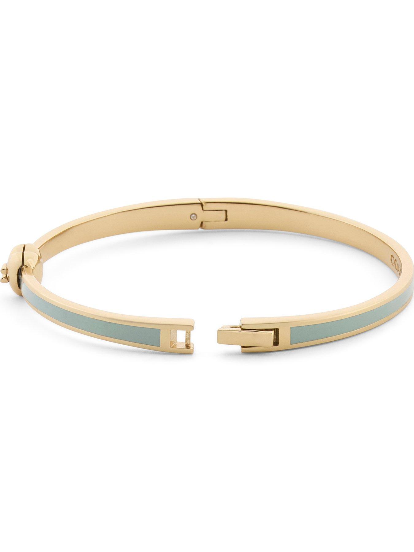 Image 3 of 4 of COACH Heart Enamel Thin Hinged Bangle Boxed - Green