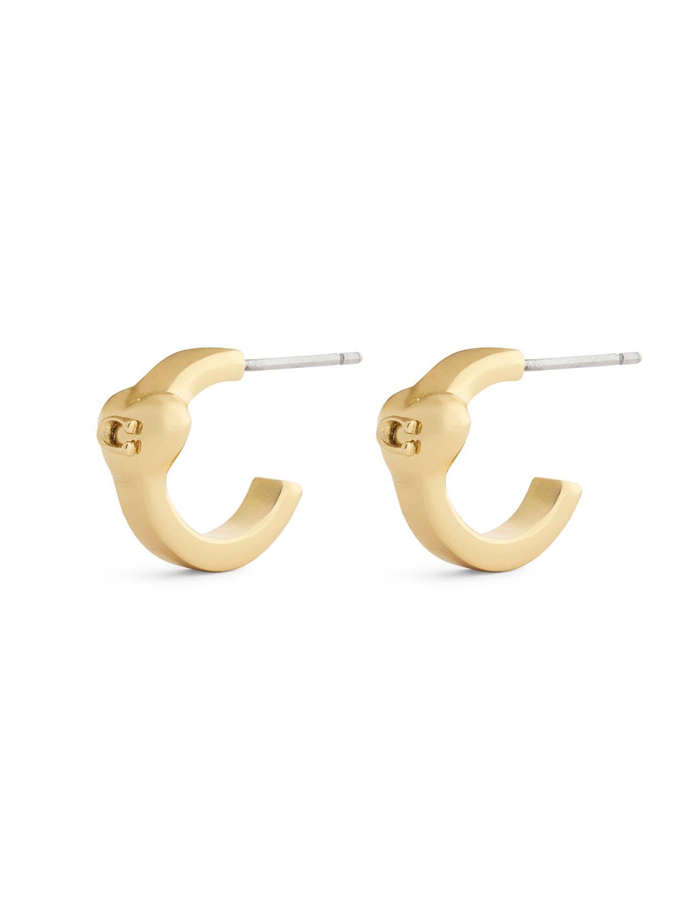 Image 4 of 4 of COACH Heart Huggie Earrings