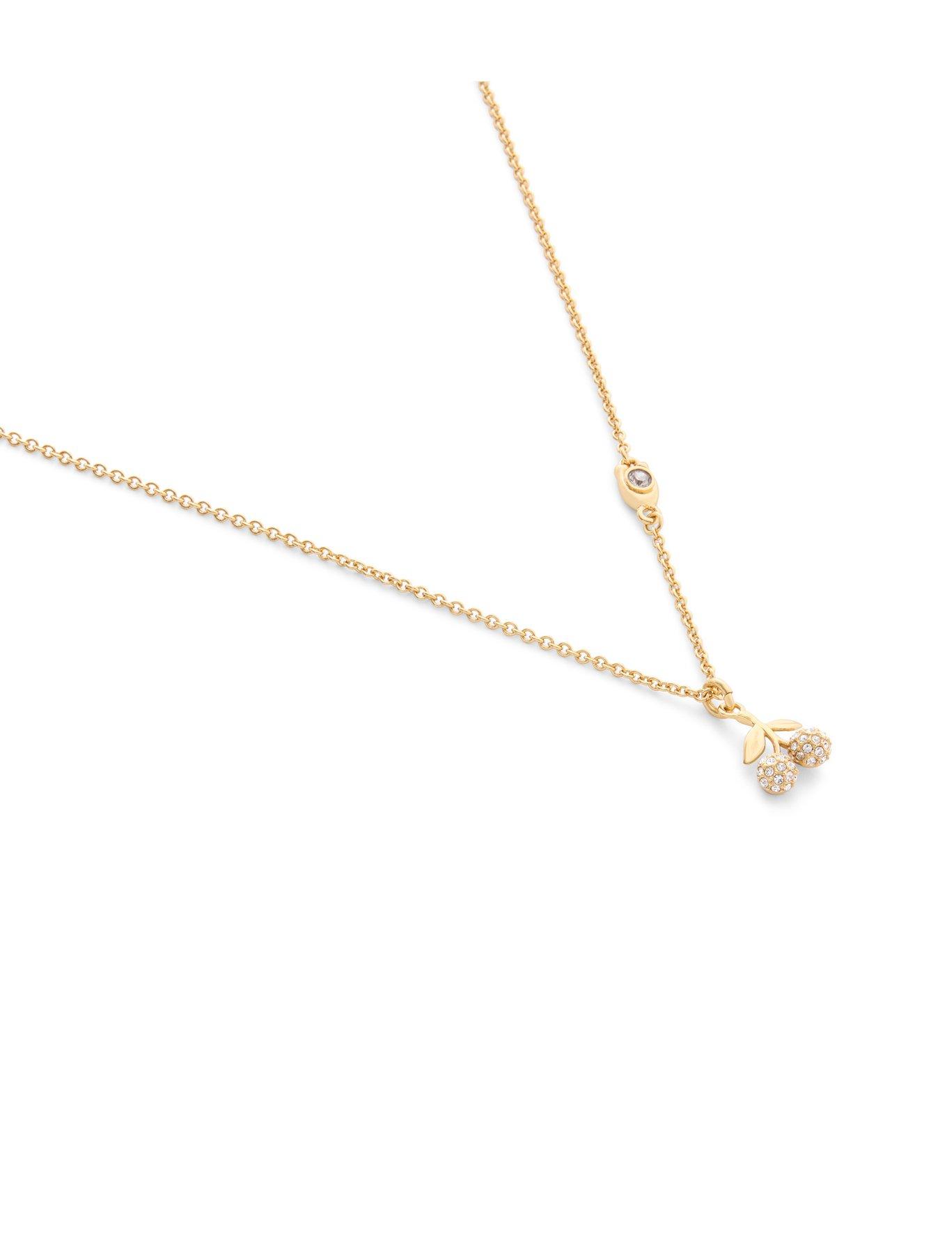 Image 4 of 4 of COACH Crystal Cherry Charm Necklace - Gold