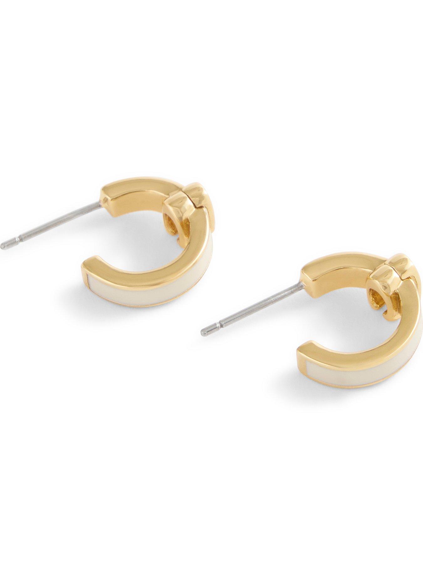 Image 3 of 3 of COACH Enamel C Huggie Earrings - Cream