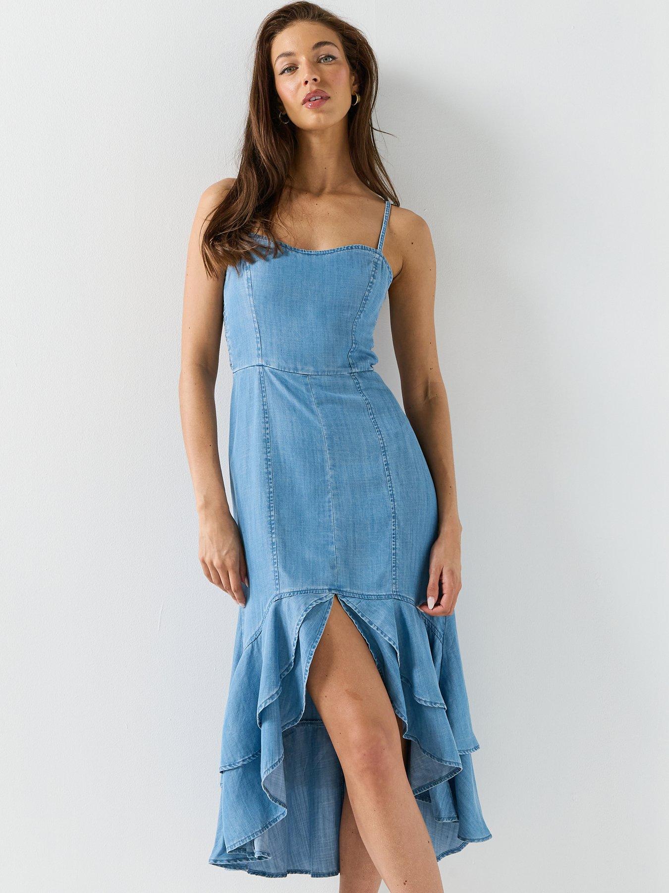 Image 1 of 6 of Guess Marina Denim Dress - Blue