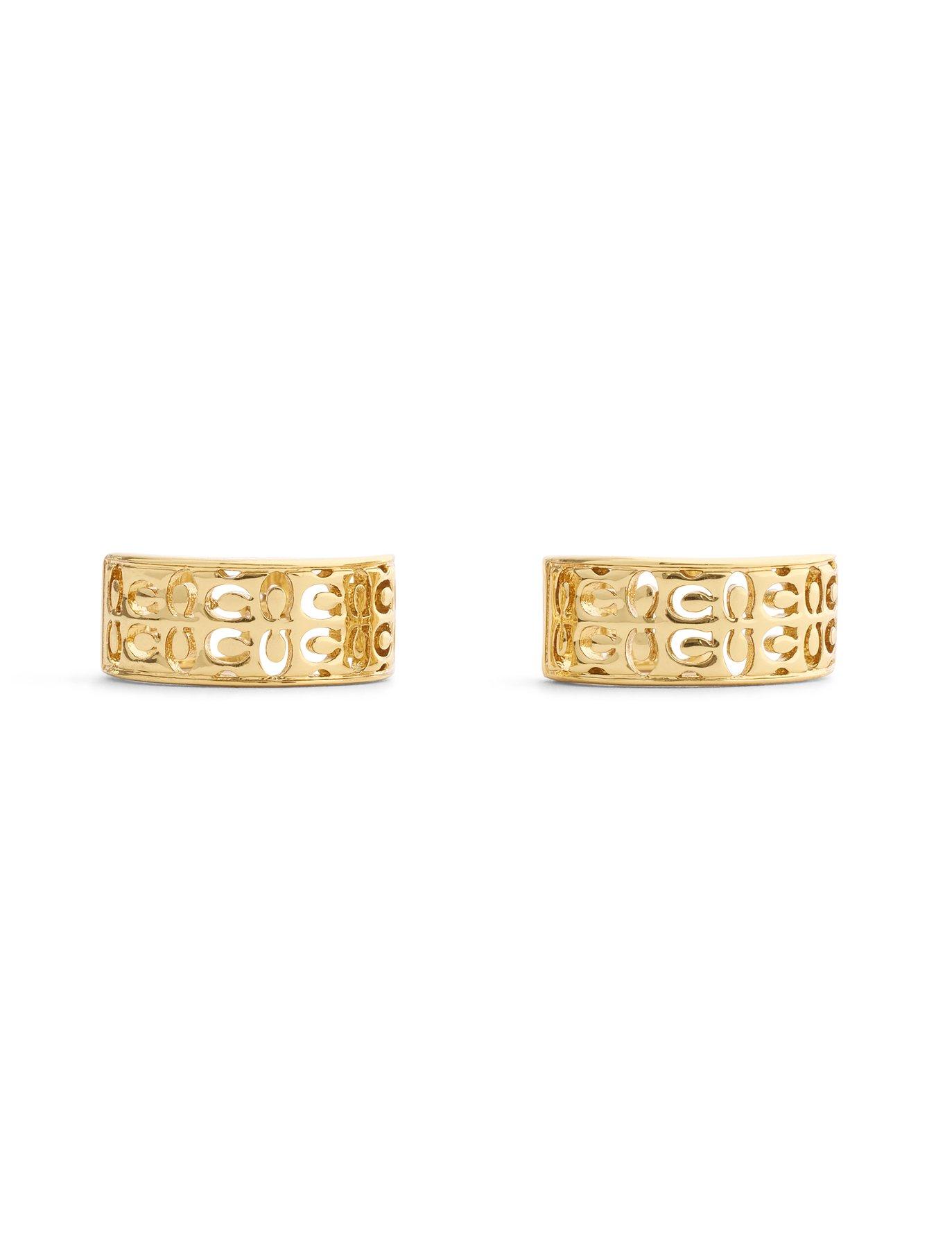  image of coach-quilted-c-huggie-earrings-gold