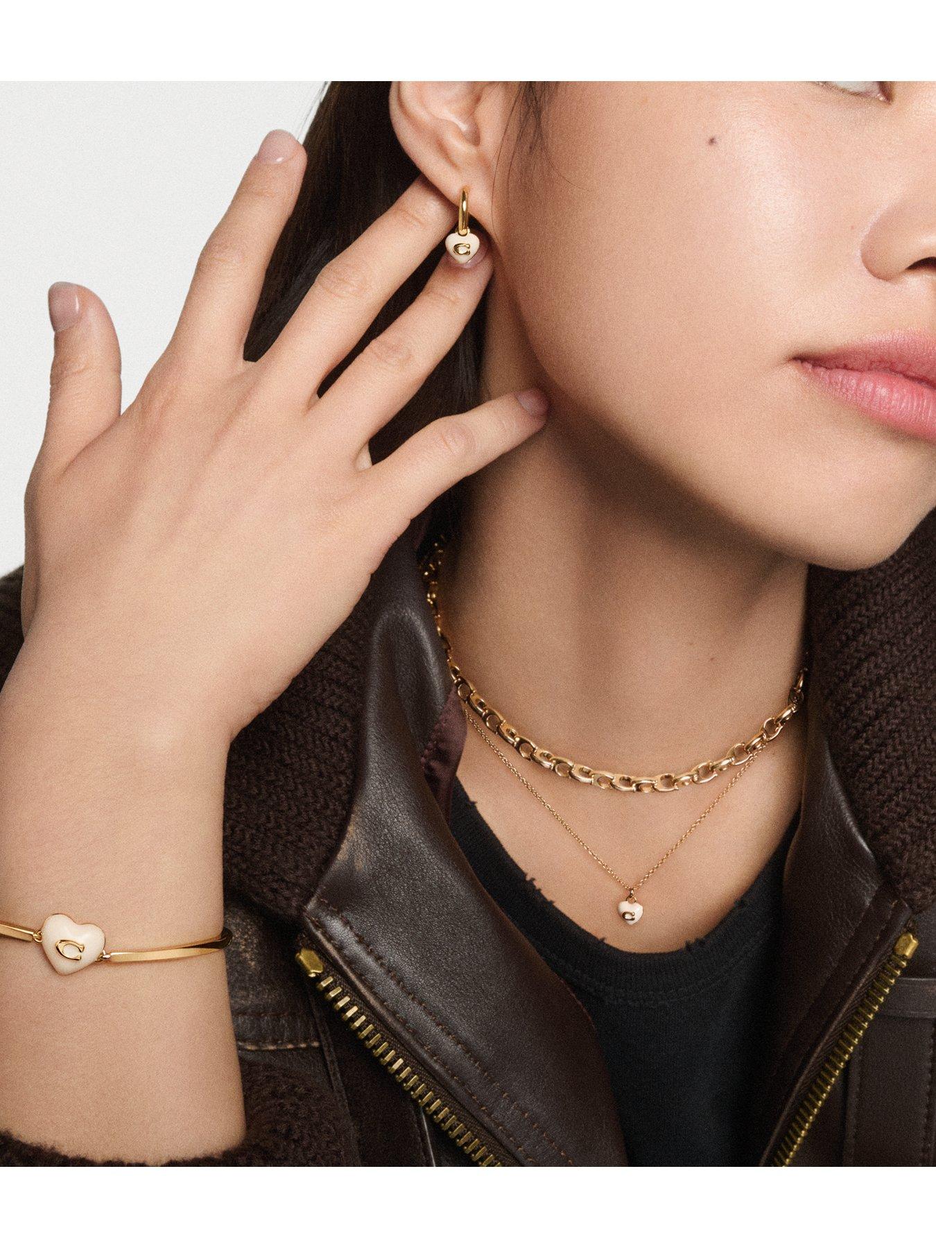  image of coach-enamel-c-heart-necklace-white