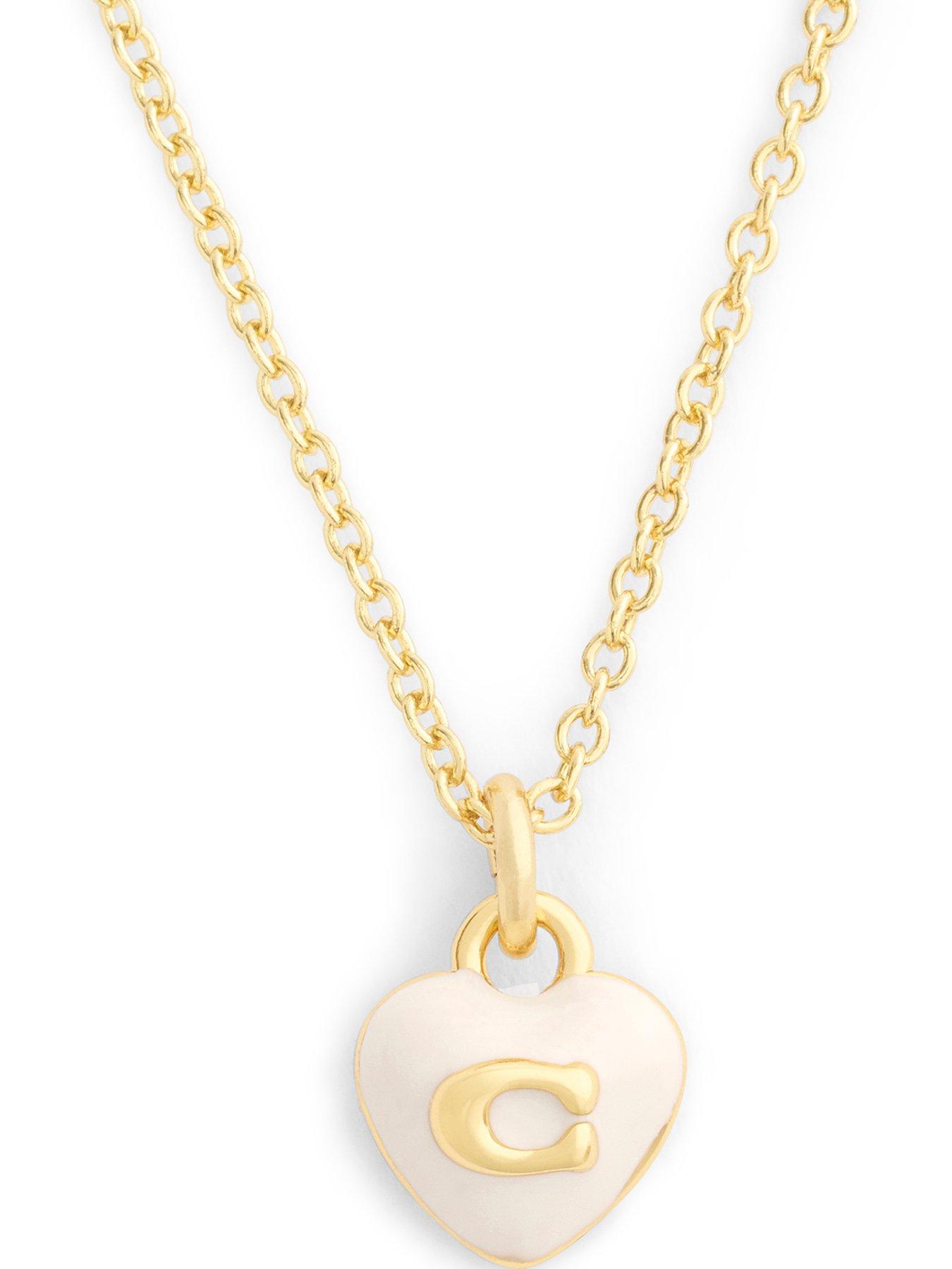 image of coach-enamel-c-heart-necklace-white