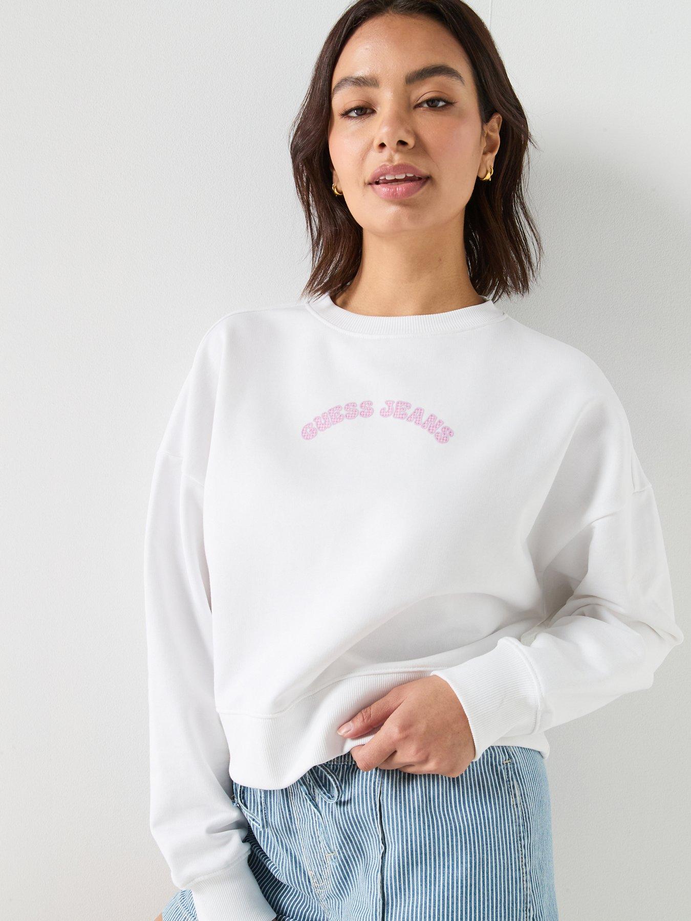 Guess Jeans Gj Drop Shoulder Cropped Sweatshirt - White