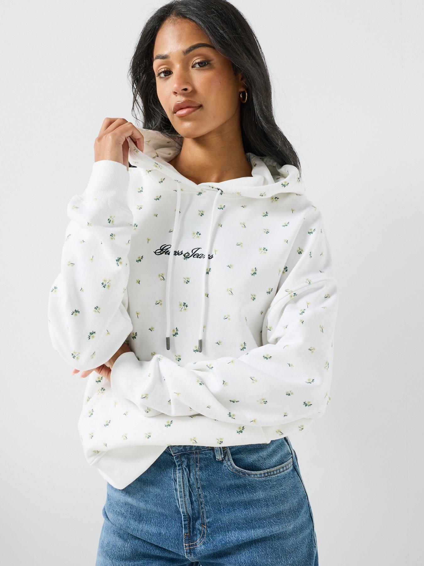 Guess Jeans Floral Printed Hoodie - White