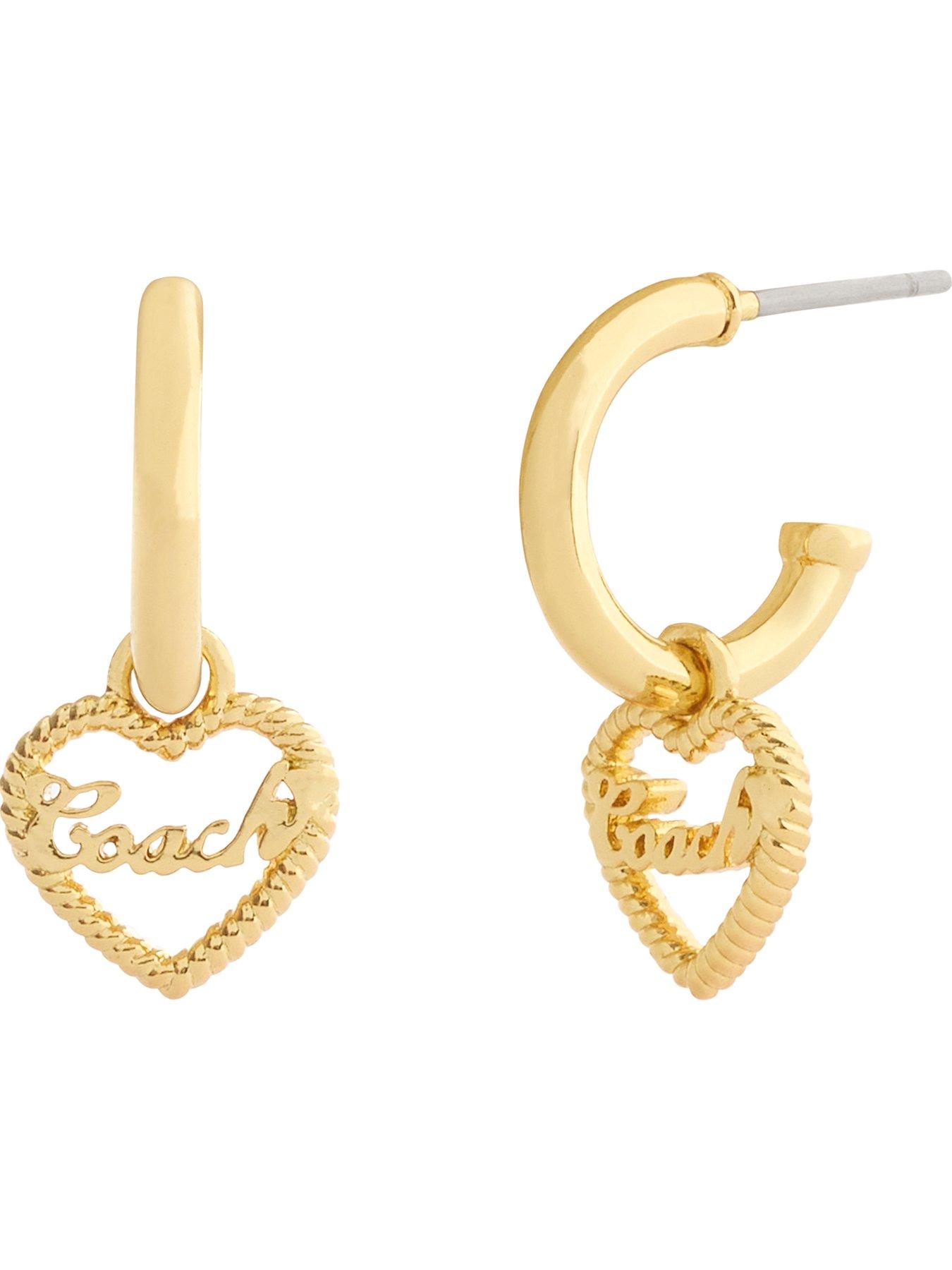 Image 3 of 3 of COACH Heart Huggie Earrings - Gold