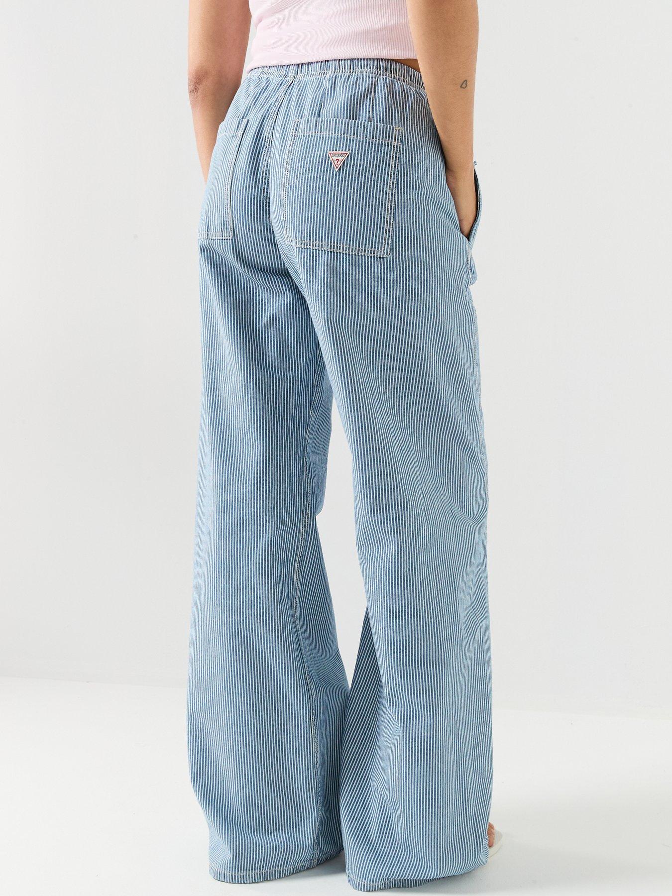Image 2 of 4 of Guess Jeans Gj Striped Extra Wide Leg Trousers - Blue