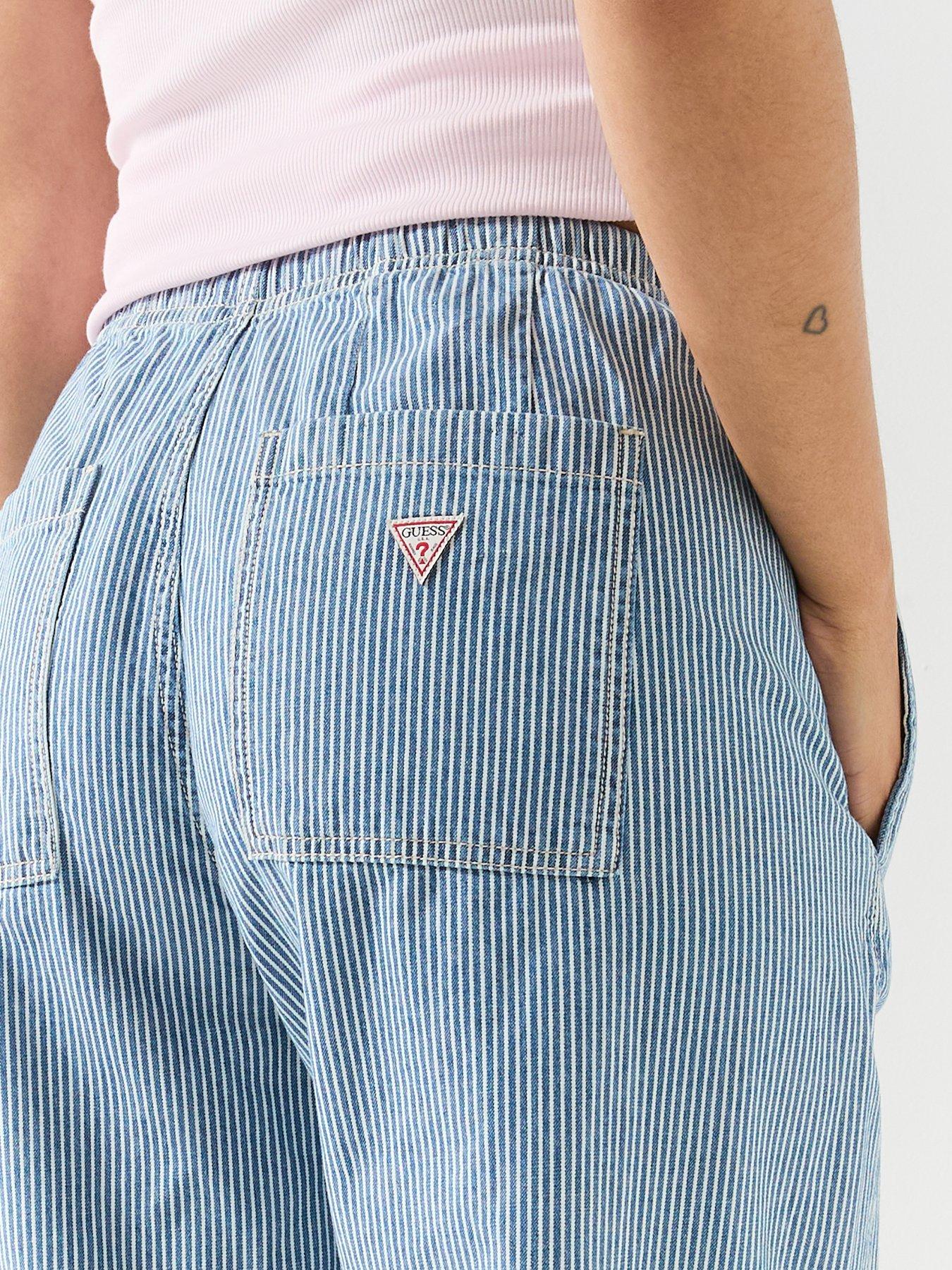 Image 4 of 4 of Guess Jeans Gj Striped Extra Wide Leg Trousers - Blue