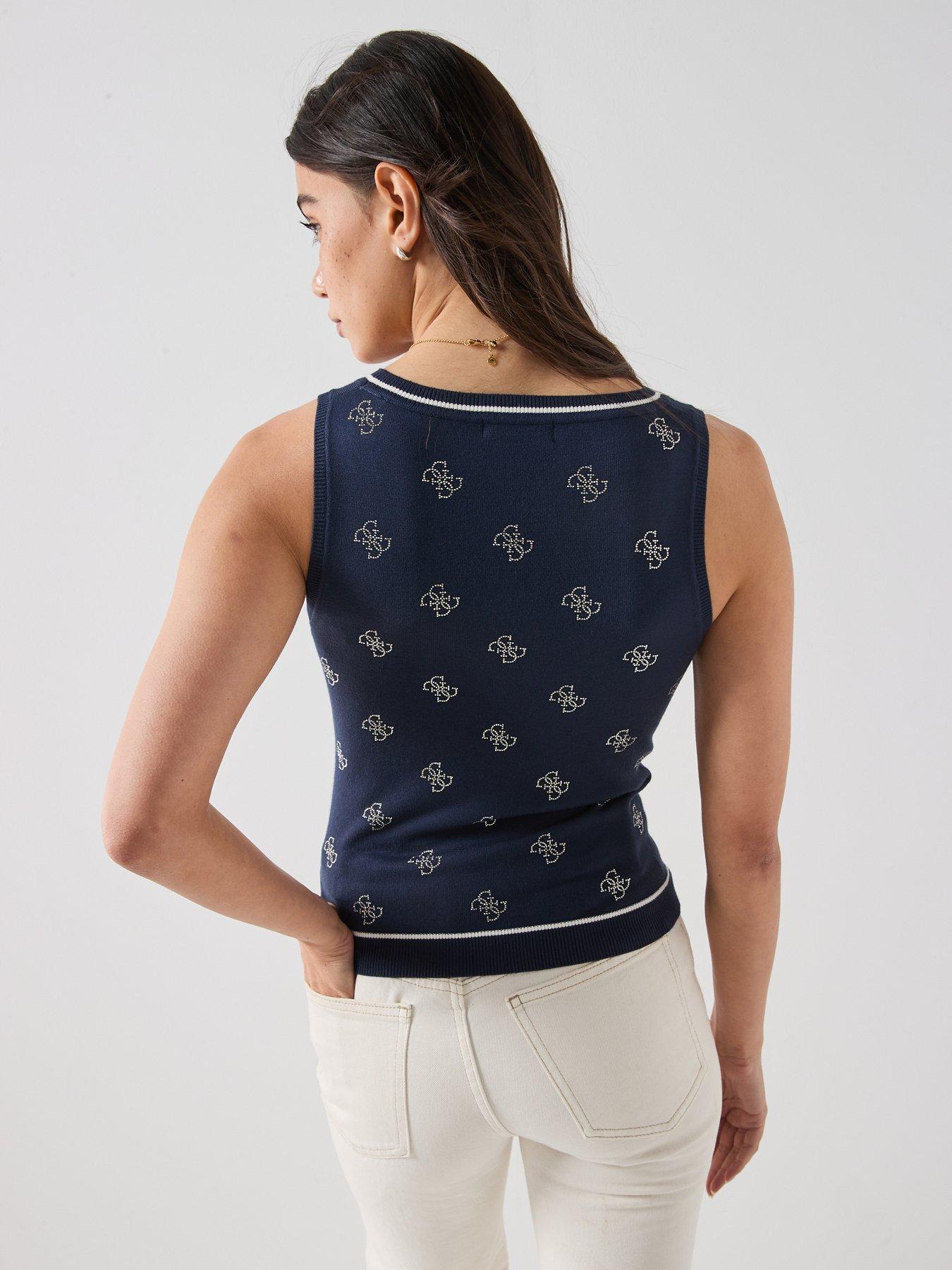 Image 2 of 5 of Guess Sl 4G Rhinestones Tank Top - Blue