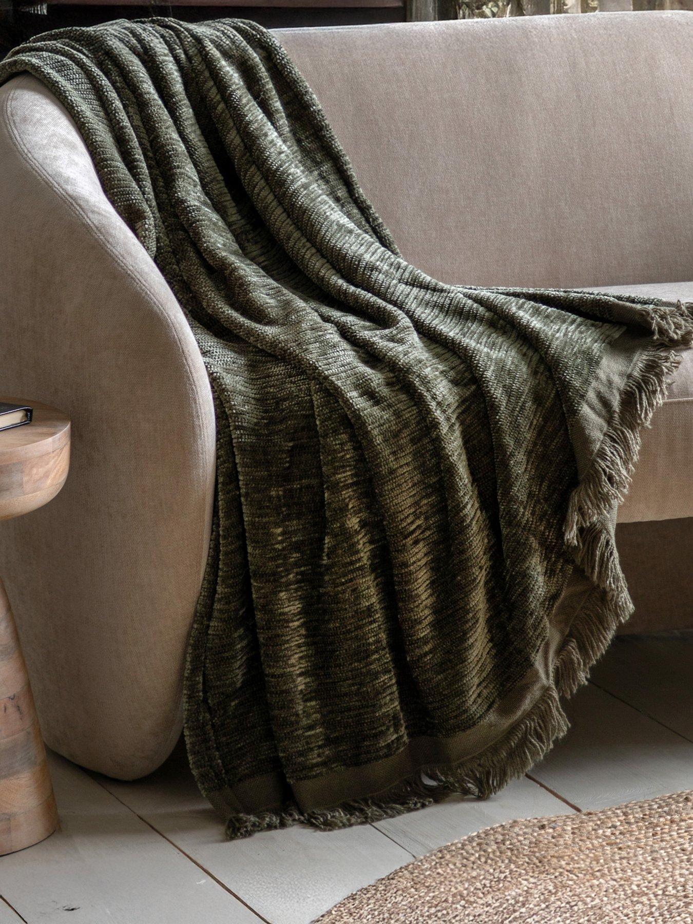 Gallery Direct Willow Chenille Throw Khaki 1300x1700mm