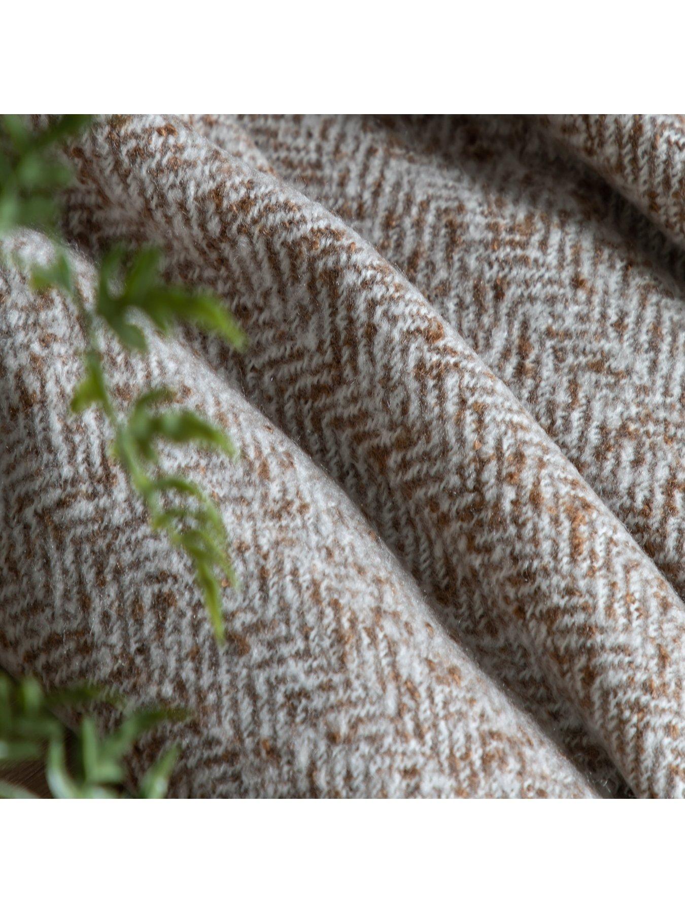Image 3 of 6 of Gallery Direct Herringbone Faux Mohair Throw Tan 130x180cm