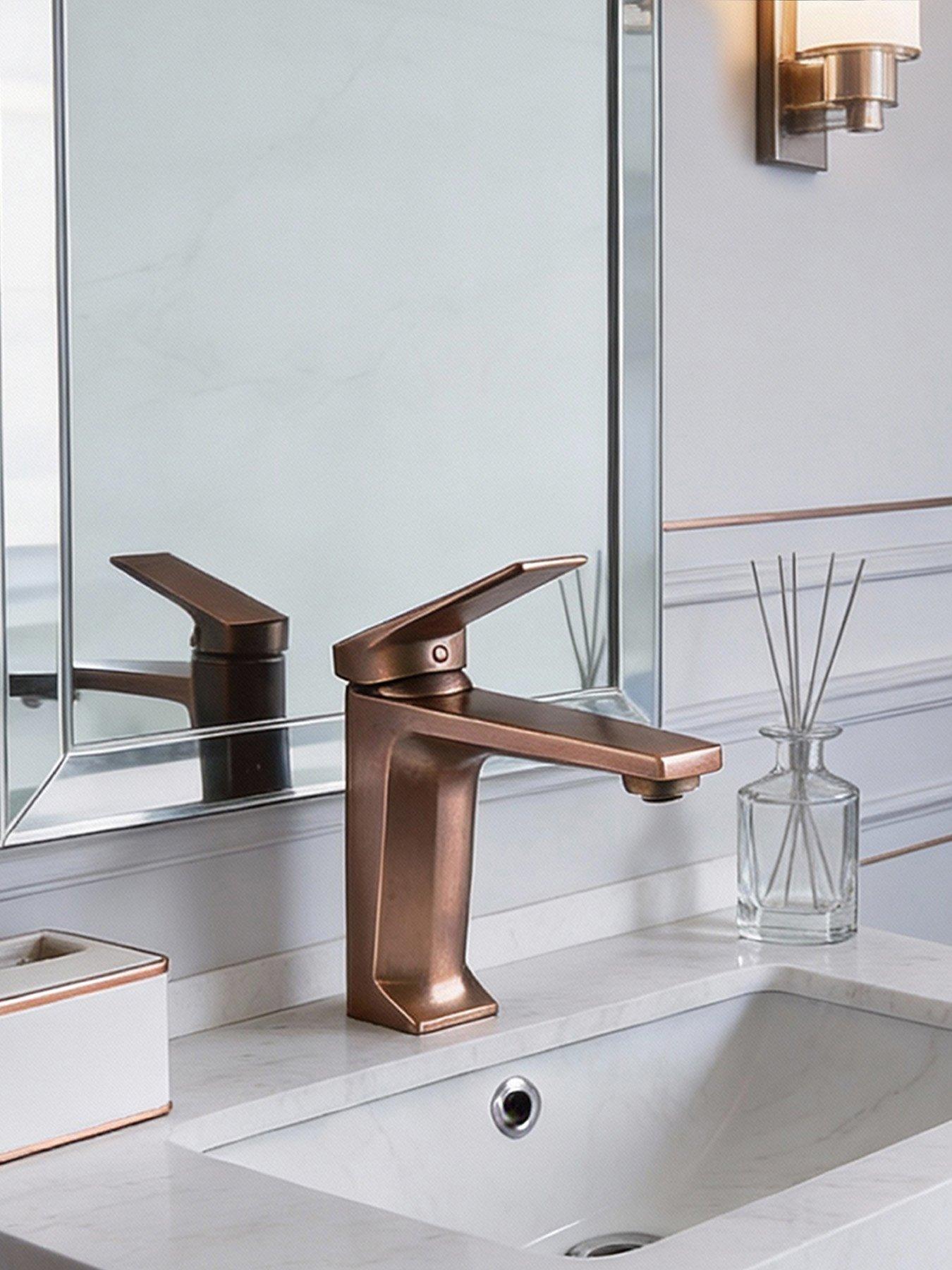 Image 1 of 7 of Living and Home Rose Gold Metal Basin Mixer Tap with Single Lever