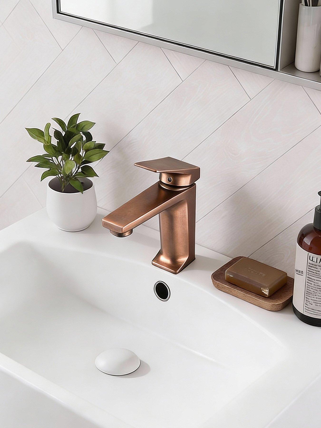 Image 4 of 7 of Living and Home Rose Gold Metal Basin Mixer Tap with Single Lever