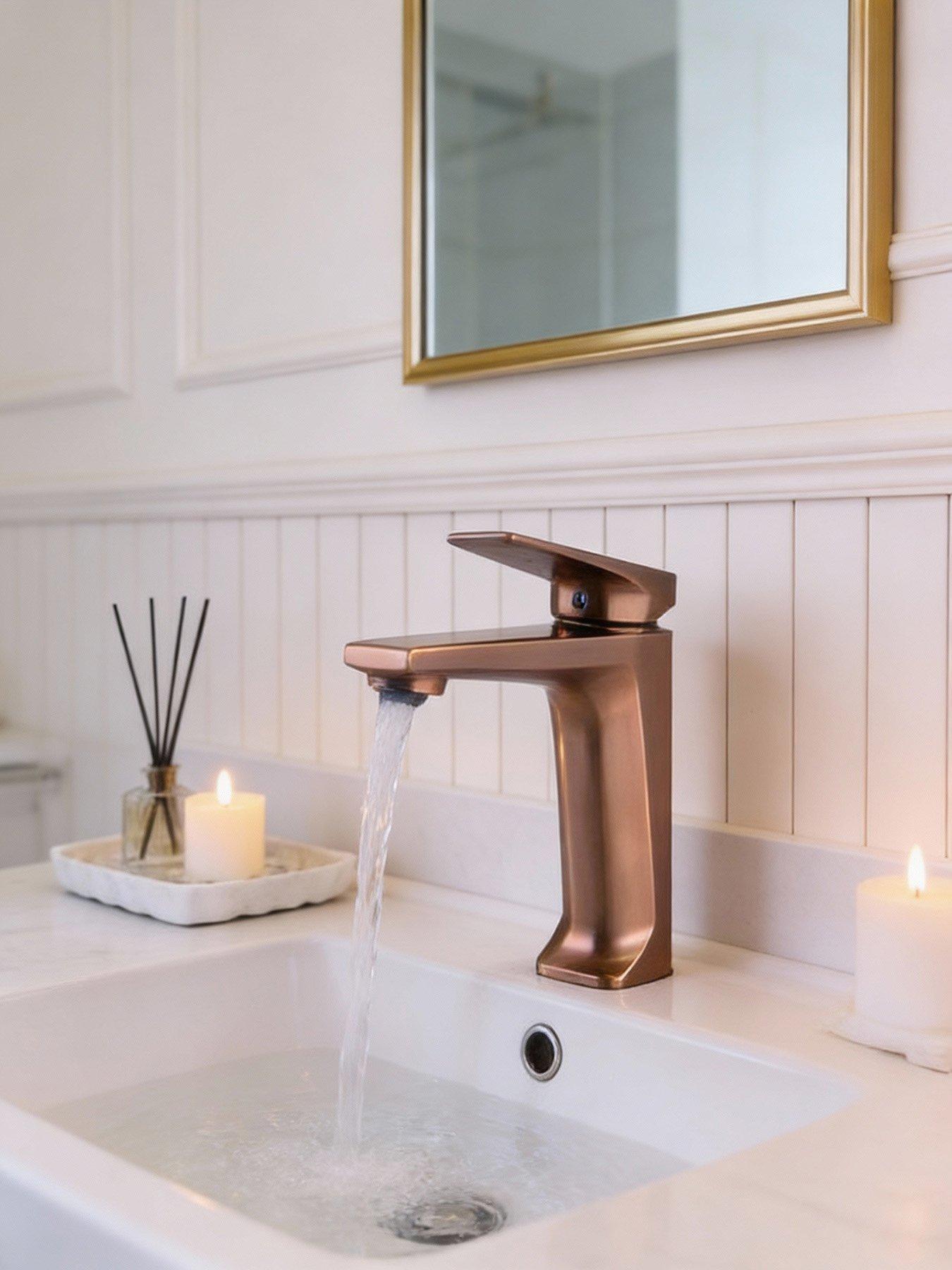 Image 5 of 7 of Living and Home Rose Gold Metal Basin Mixer Tap with Single Lever