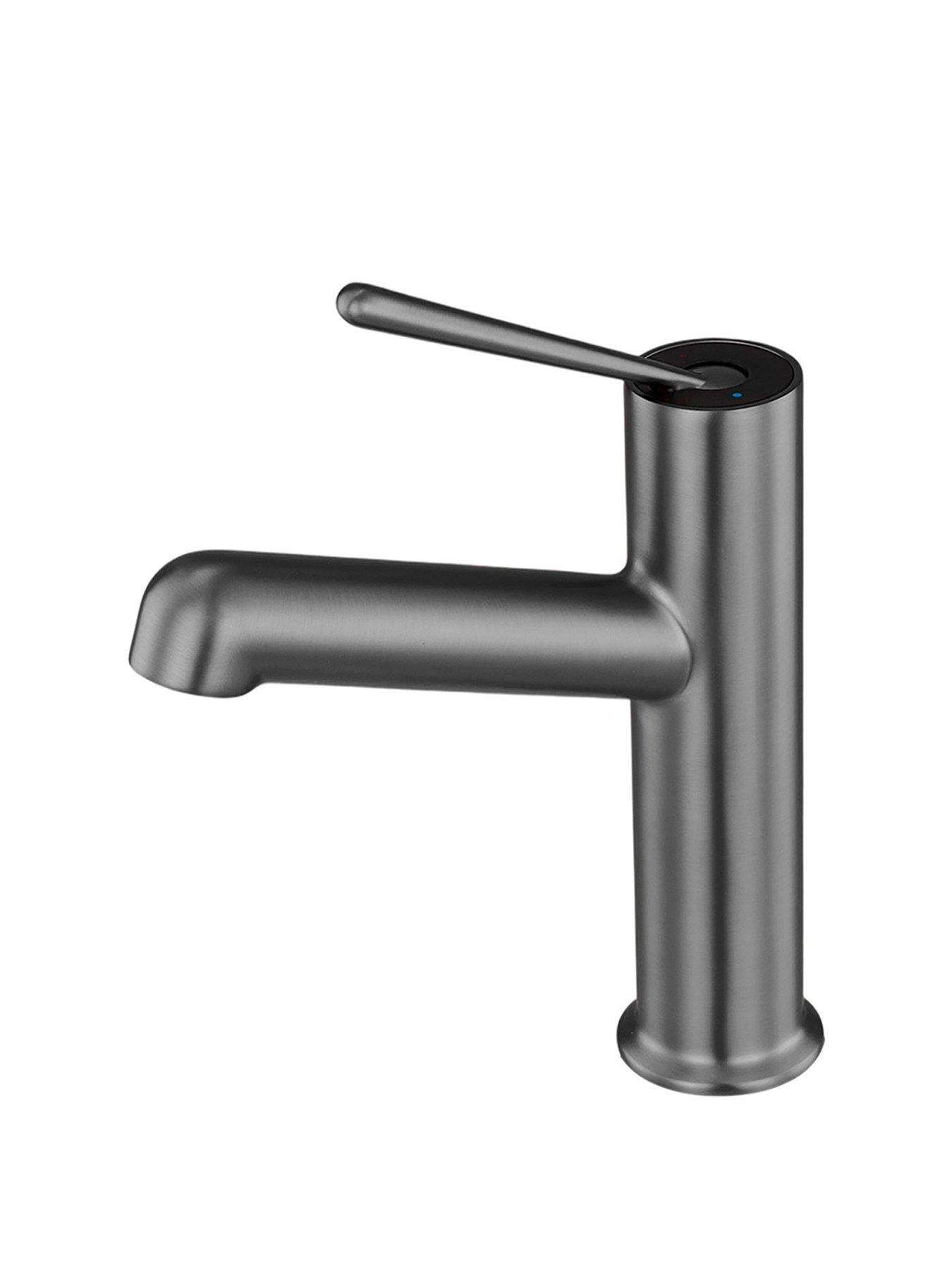 Image 2 of 7 of Living and Home Gunmetal Grey Metal Basin Mixer Tap with Zinc Alloy Handle