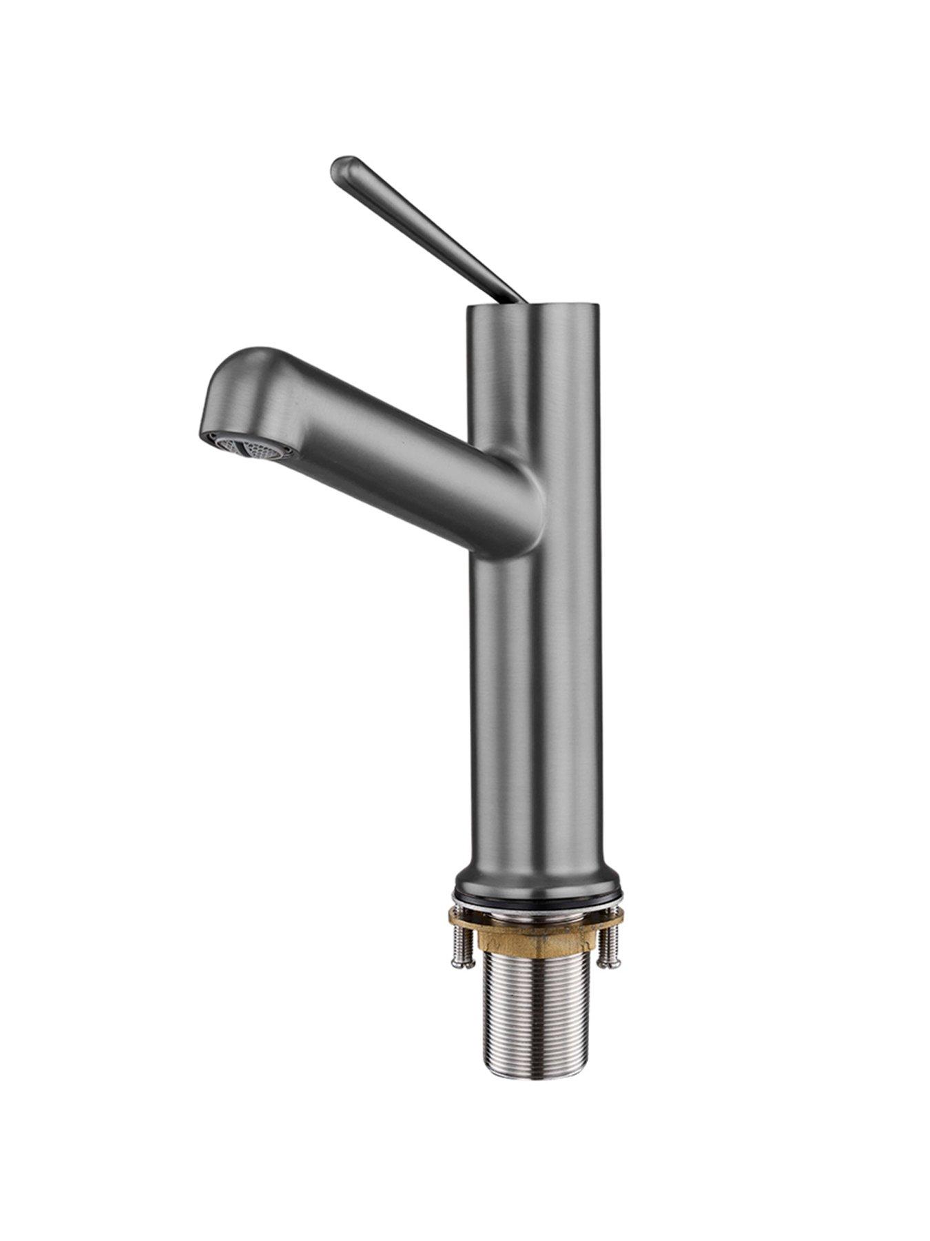 Image 3 of 7 of Living and Home Gunmetal Grey Metal Basin Mixer Tap with Zinc Alloy Handle