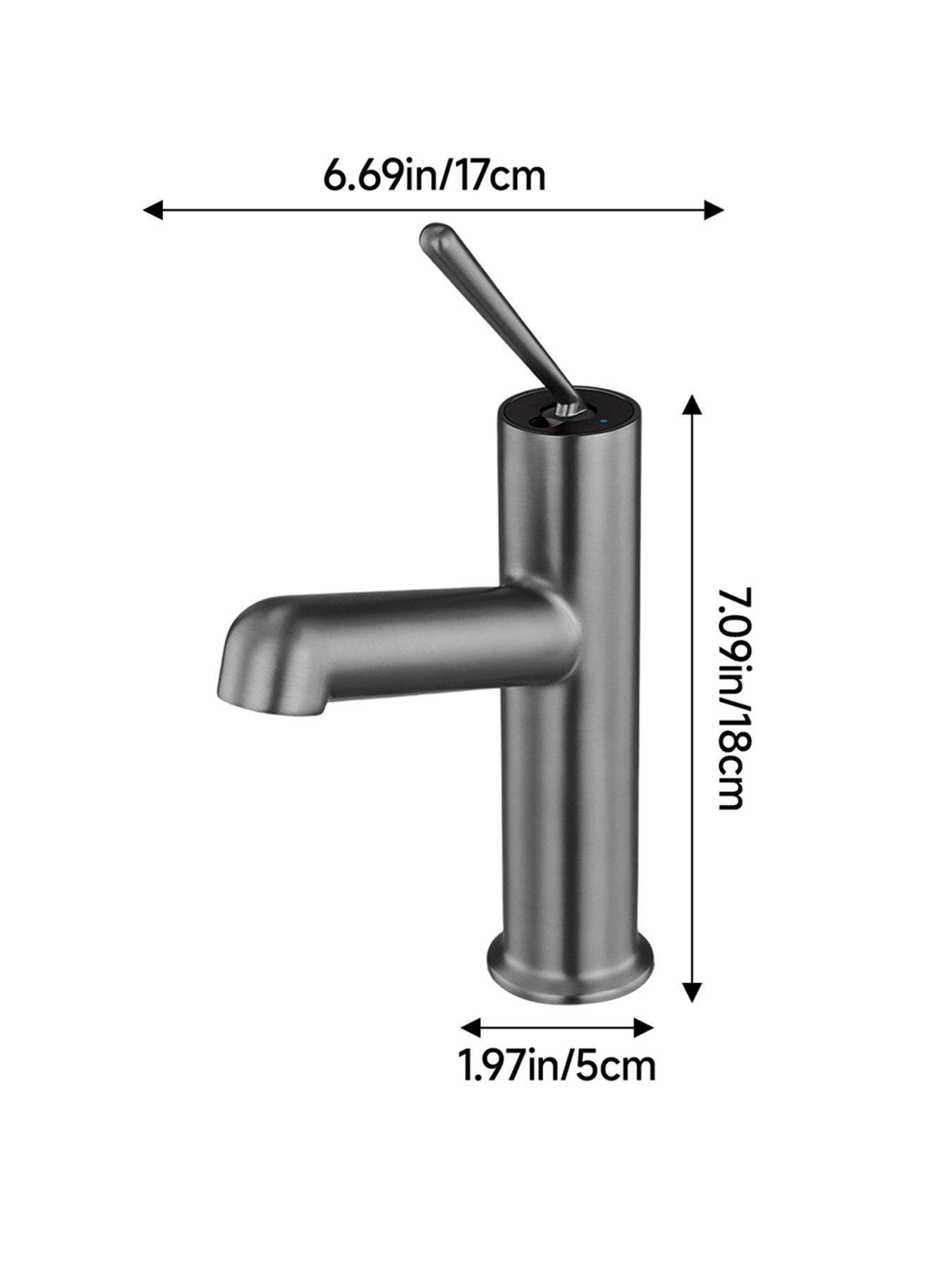 Image 7 of 7 of Living and Home Gunmetal Grey Metal Basin Mixer Tap with Zinc Alloy Handle