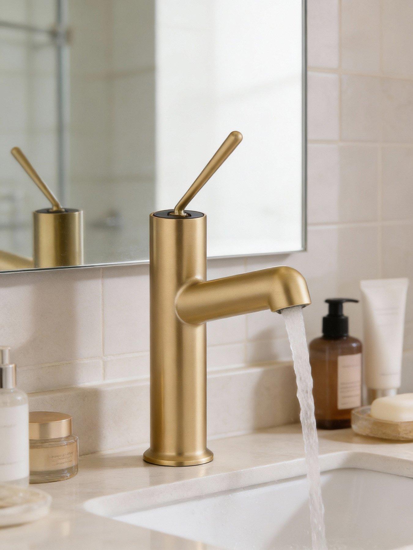 Image 1 of 7 of Living and Home Gold Metal Basin Mixer Tap with Zinc Alloy Handle