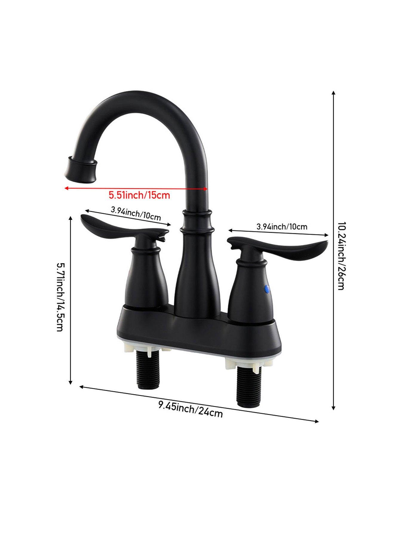 Image 7 of 7 of Living and Home Black Double Handle Bathroom Sink Faucet with Drainer