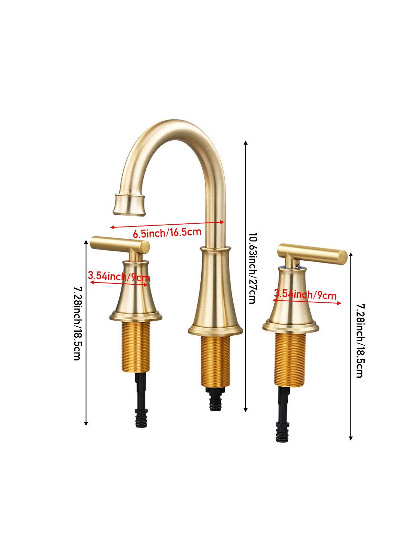 Image 7 of 7 of Living and Home Gold Double Handle Bathroom Sink Faucet with Drainer