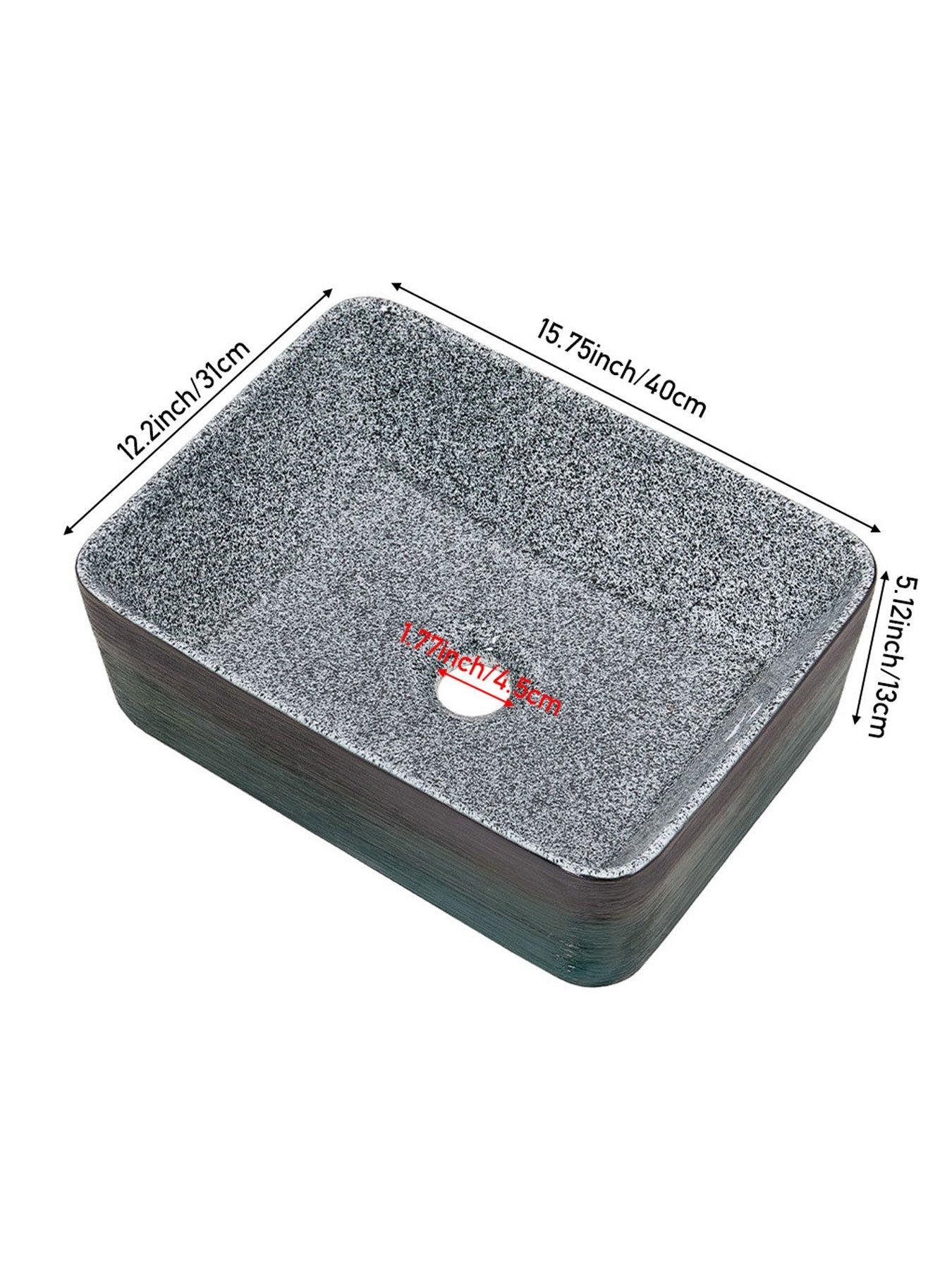 Image 7 of 7 of Living and Home Rounded Rectangle Ceramic Countertop Washbasin Vessel Sink