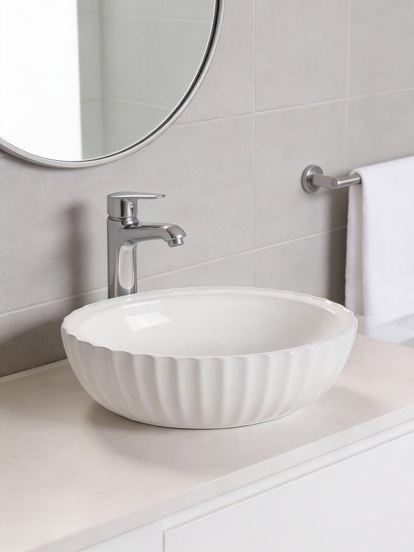 Living and Home Artistic Oval Bathroom Vessel Vanity Sink