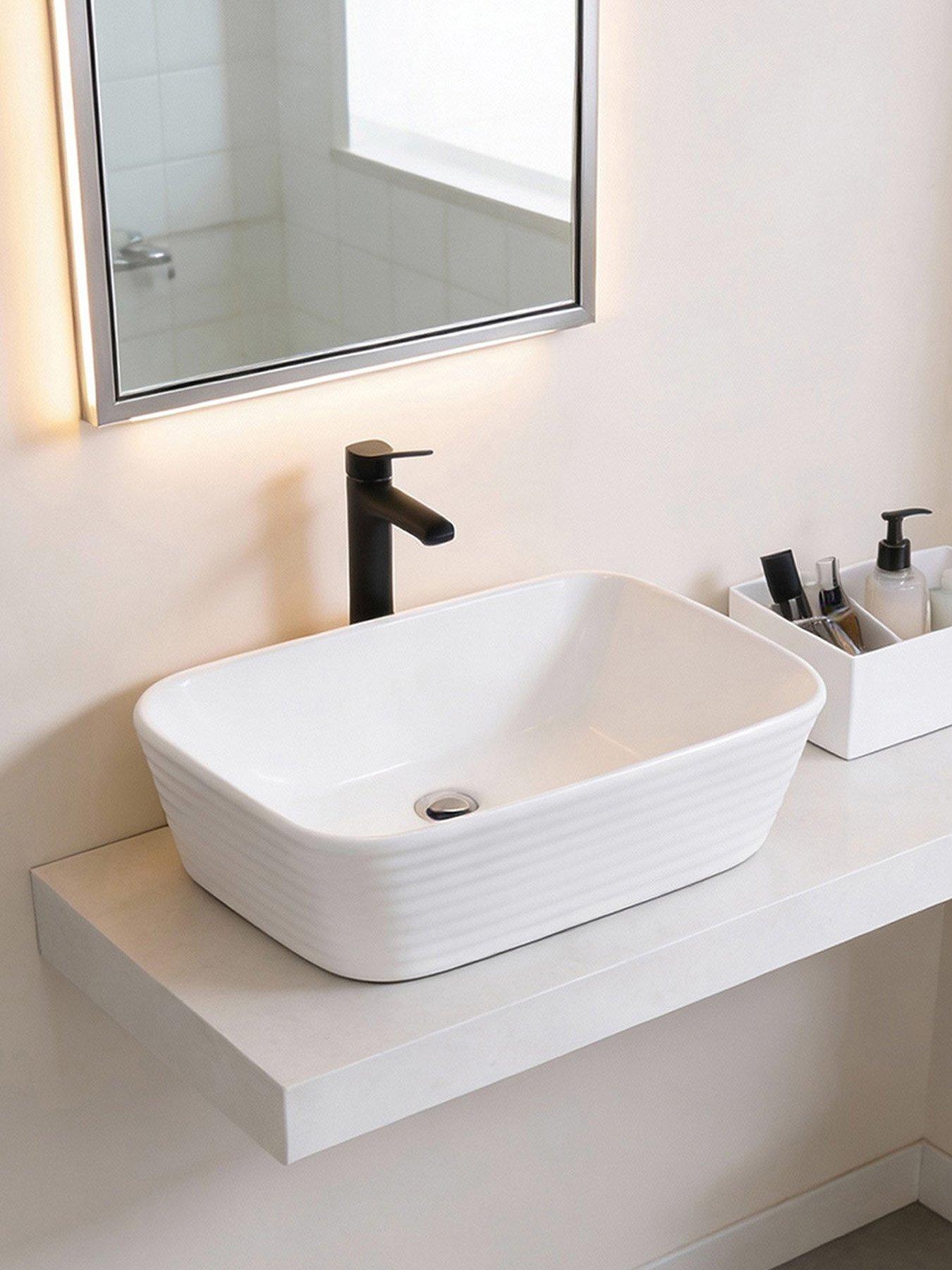 Living and Home White Square Countertop Bathroom Sink Bowl Sink