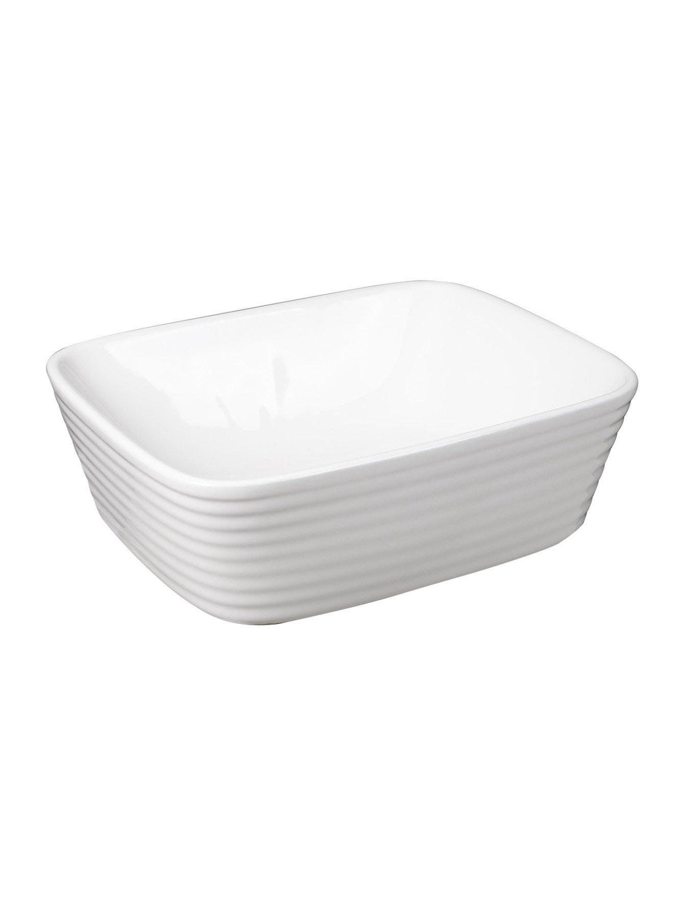 Image 3 of 7 of Living and Home White Square Countertop Bathroom Sink Bowl Sink