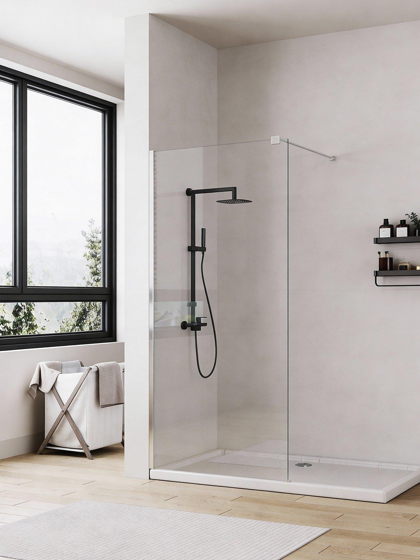 Living and Home Transparent Tempered Glass Walk-in Shower Screen Panel 80*190cm