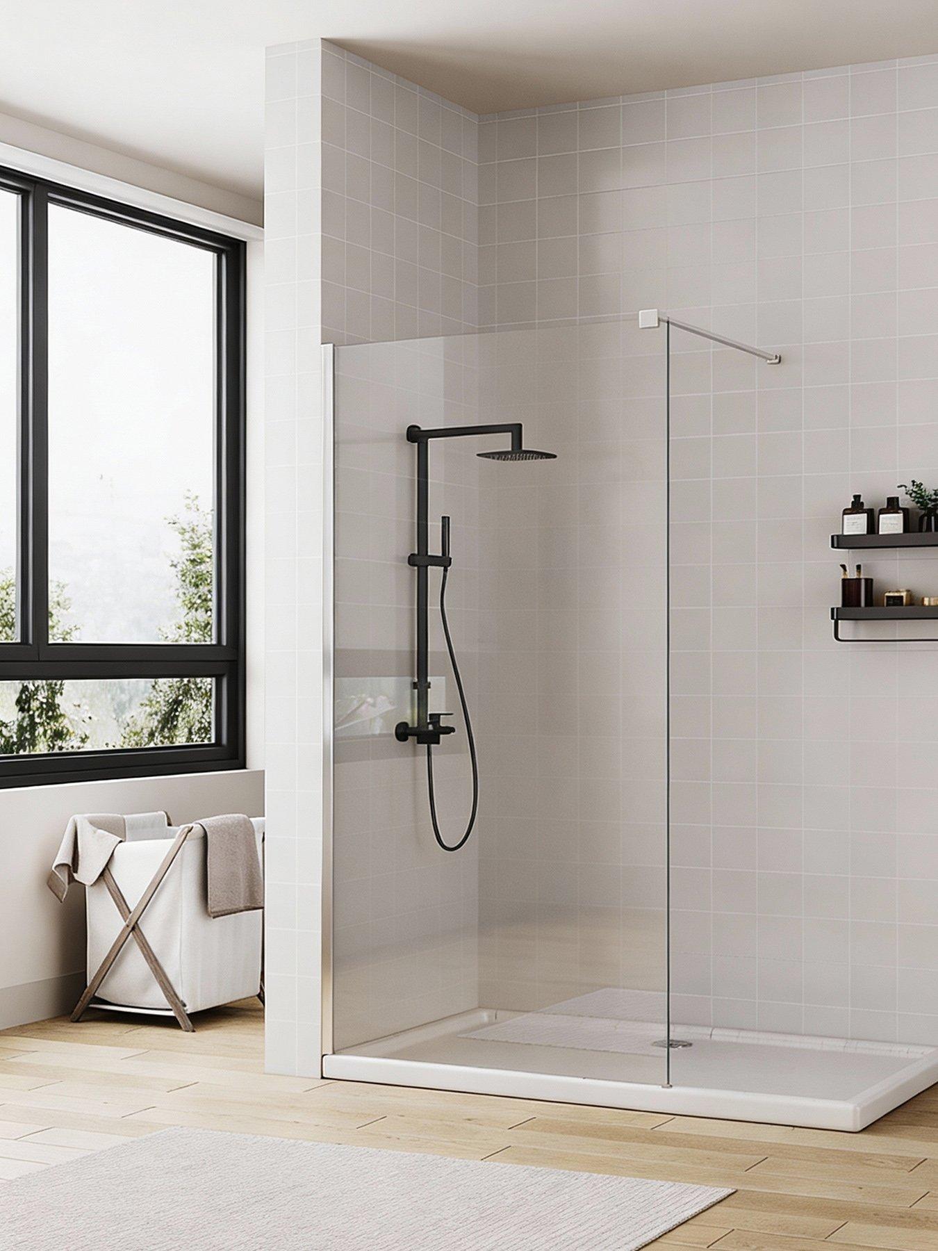 Living and Home Transparent Tempered Glass Walk-in Shower Screen Panel 90*190cm