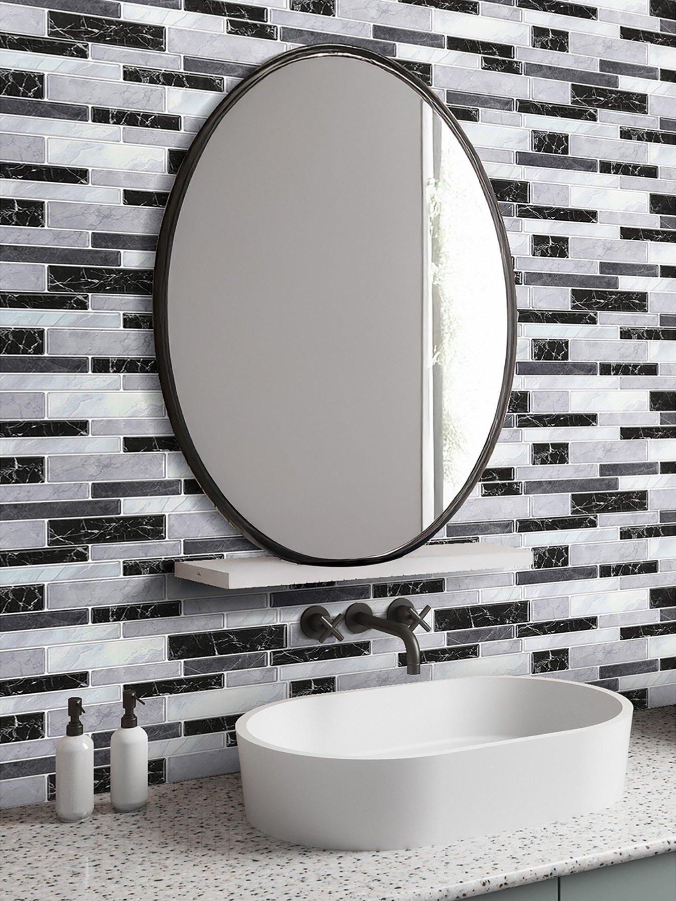 Living and Home 10pcs Marble Self-adhesive Wall Tile Stickers Multi-colour
