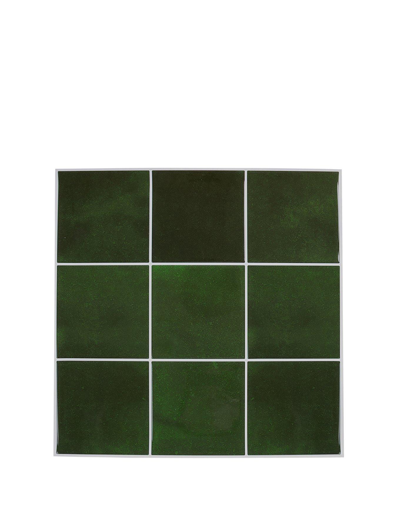 Image 2 of 7 of Living and Home 10Pcs Self-adhesive 9-grid Wall Tile Stickers Green