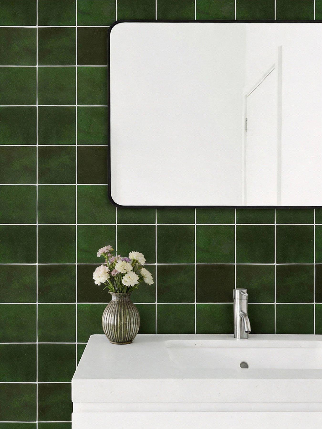 Image 4 of 7 of Living and Home 10Pcs Self-adhesive 9-grid Wall Tile Stickers Green