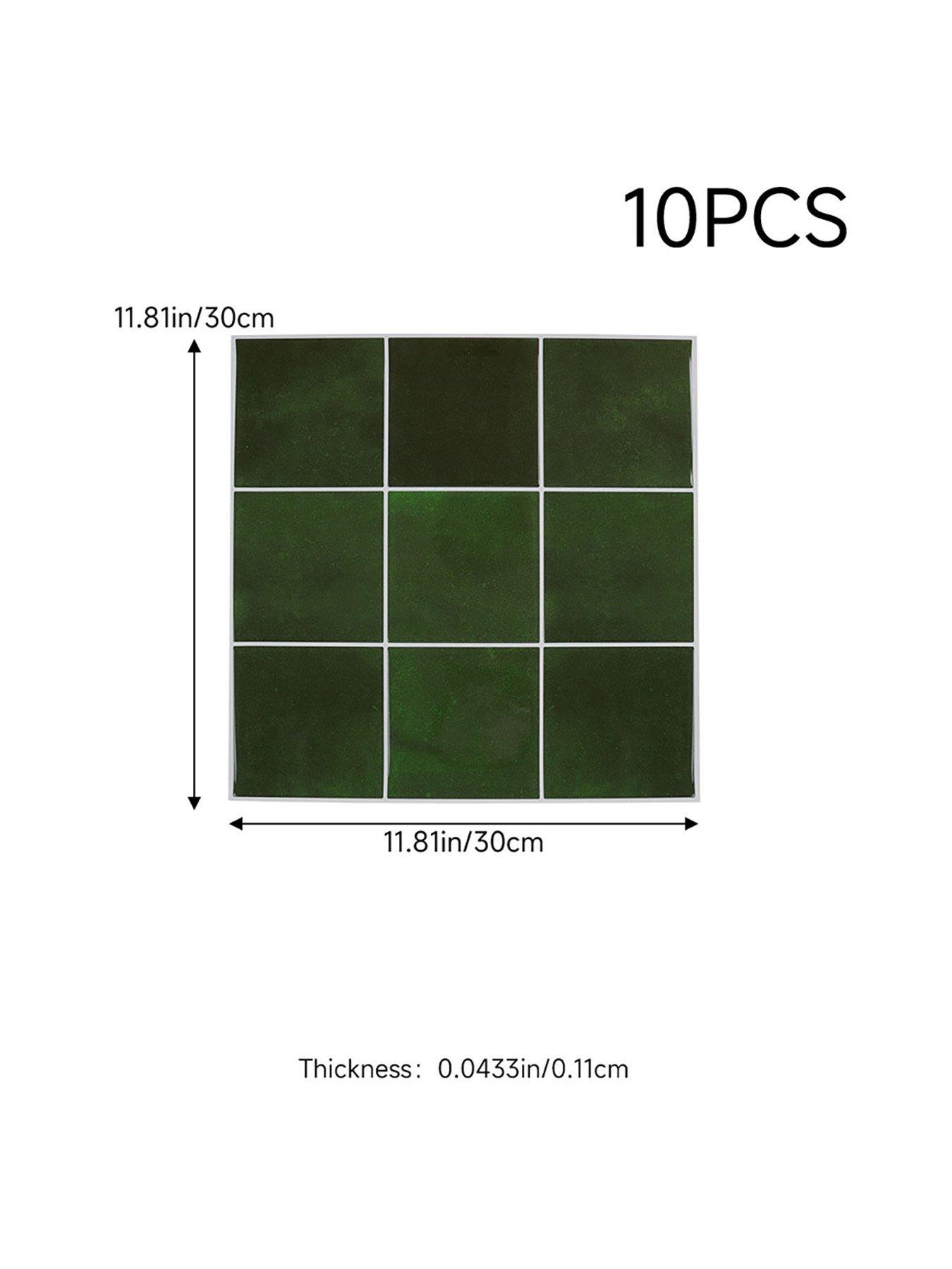 Image 7 of 7 of Living and Home 10Pcs Self-adhesive 9-grid Wall Tile Stickers Green