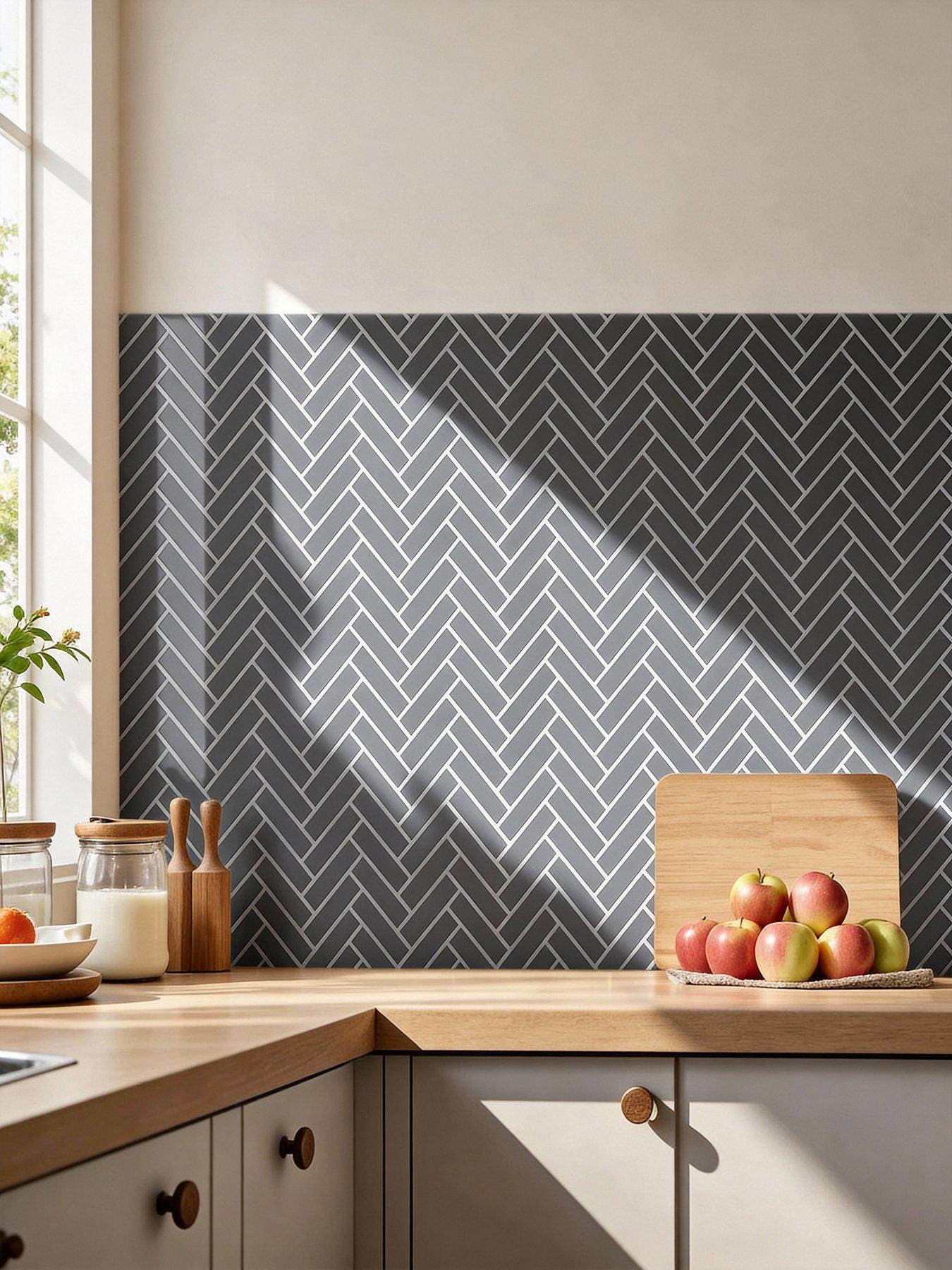 Living and Home 10Pcs Grey Self-Adhesive Wall Tile Stickers