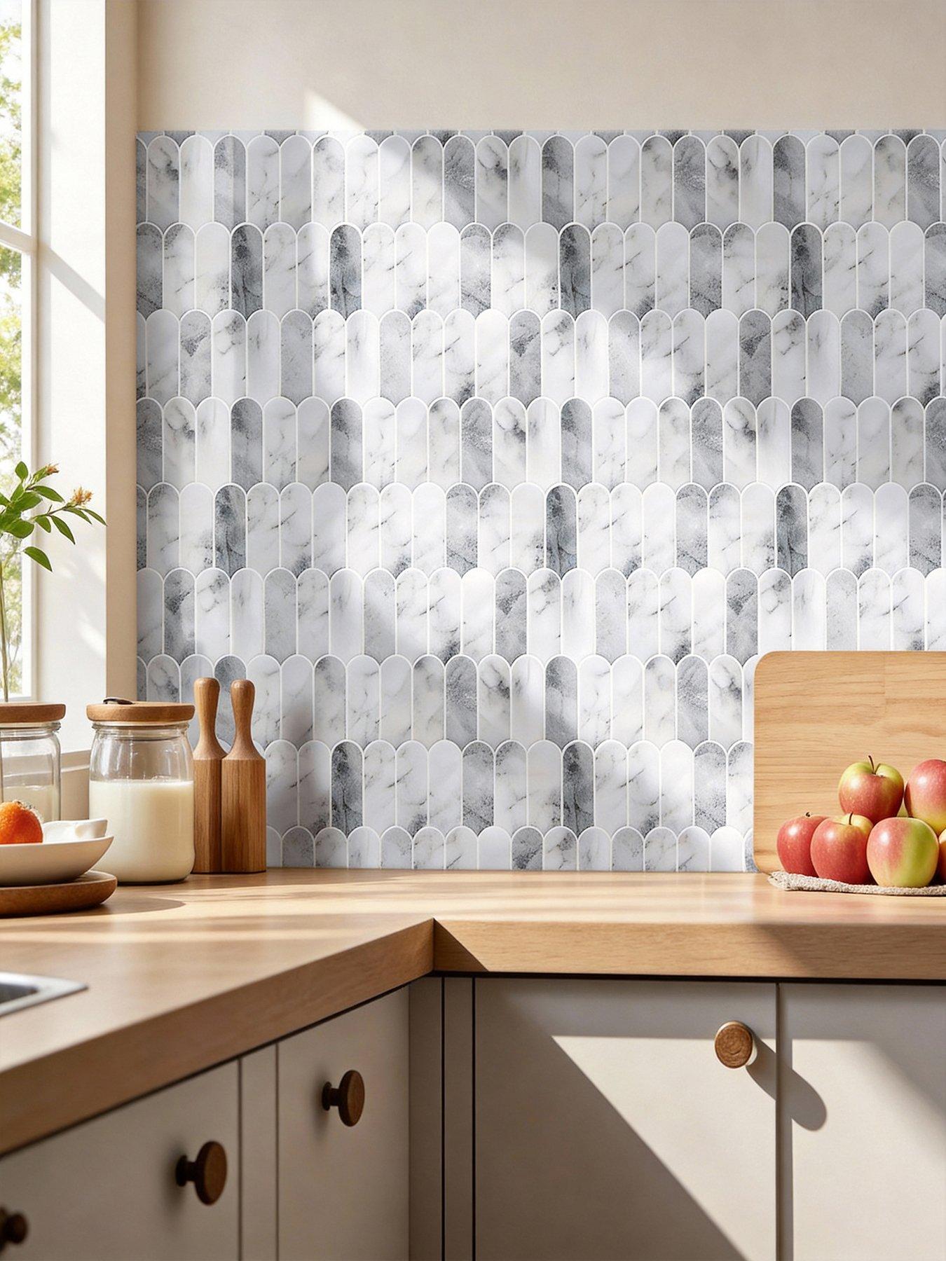 Living and Home 10pcs Light Grey Self-adhesive Wall Tile Stickers