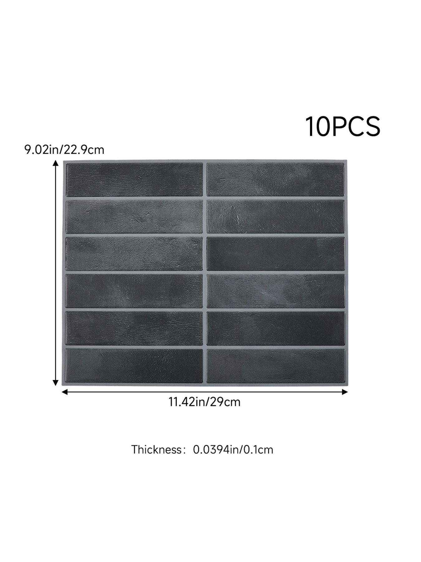 Living and Home 10Pcs Dark Grey Self-Adhesive Wall Tile Stickers ...
