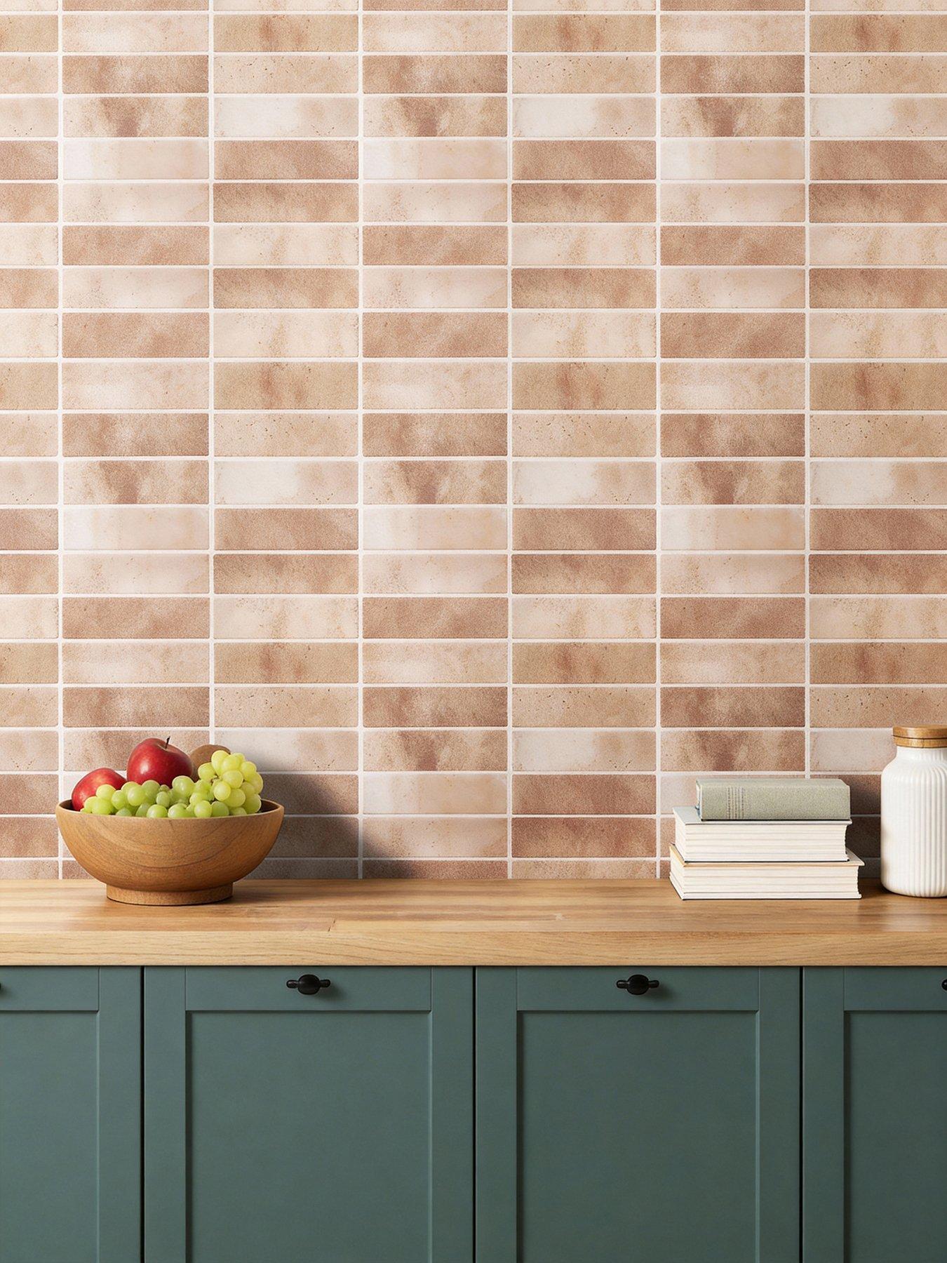 Living and Home 10Pcs Brown Self-Adhesive Wall Tile Stickers