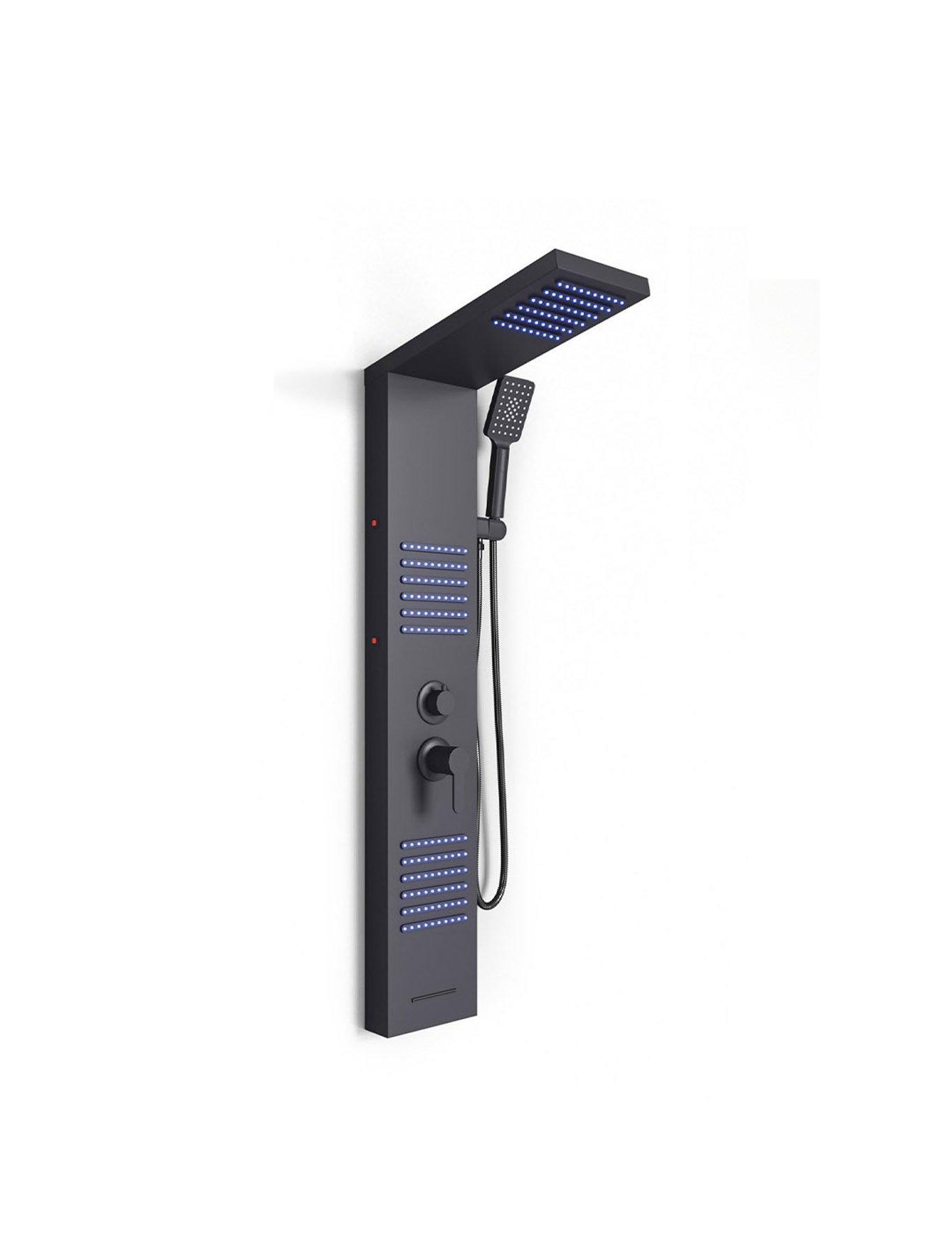  image of living-and-home-wall-mount-shower-panel-tower-system-with-led-lights
