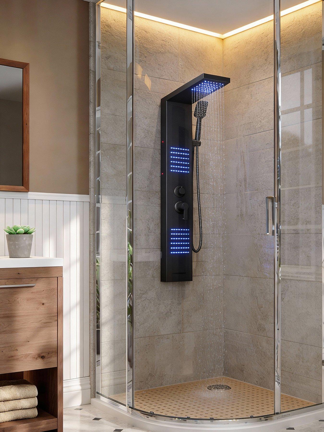  image of living-and-home-wall-mount-shower-panel-tower-system-with-led-lights