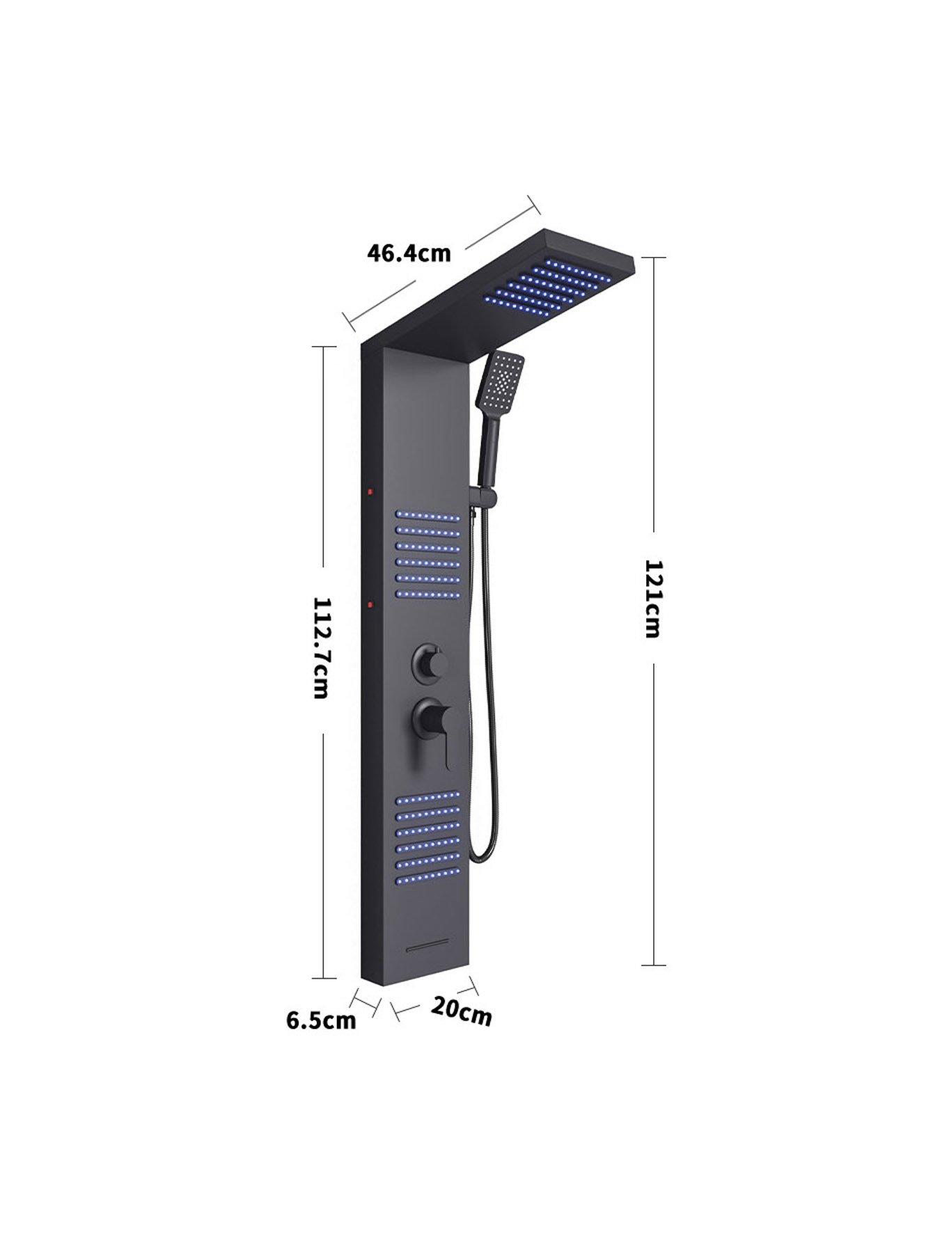  image of living-and-home-wall-mount-shower-panel-tower-system-with-led-lights