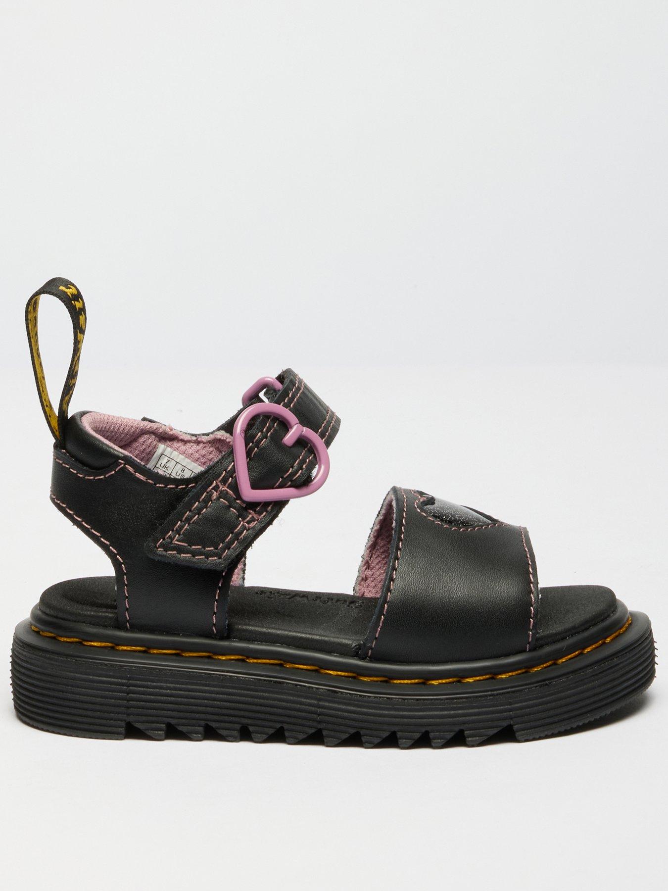 Dr Martens Toddler Marlowe Hearts Leather Sandal - Black