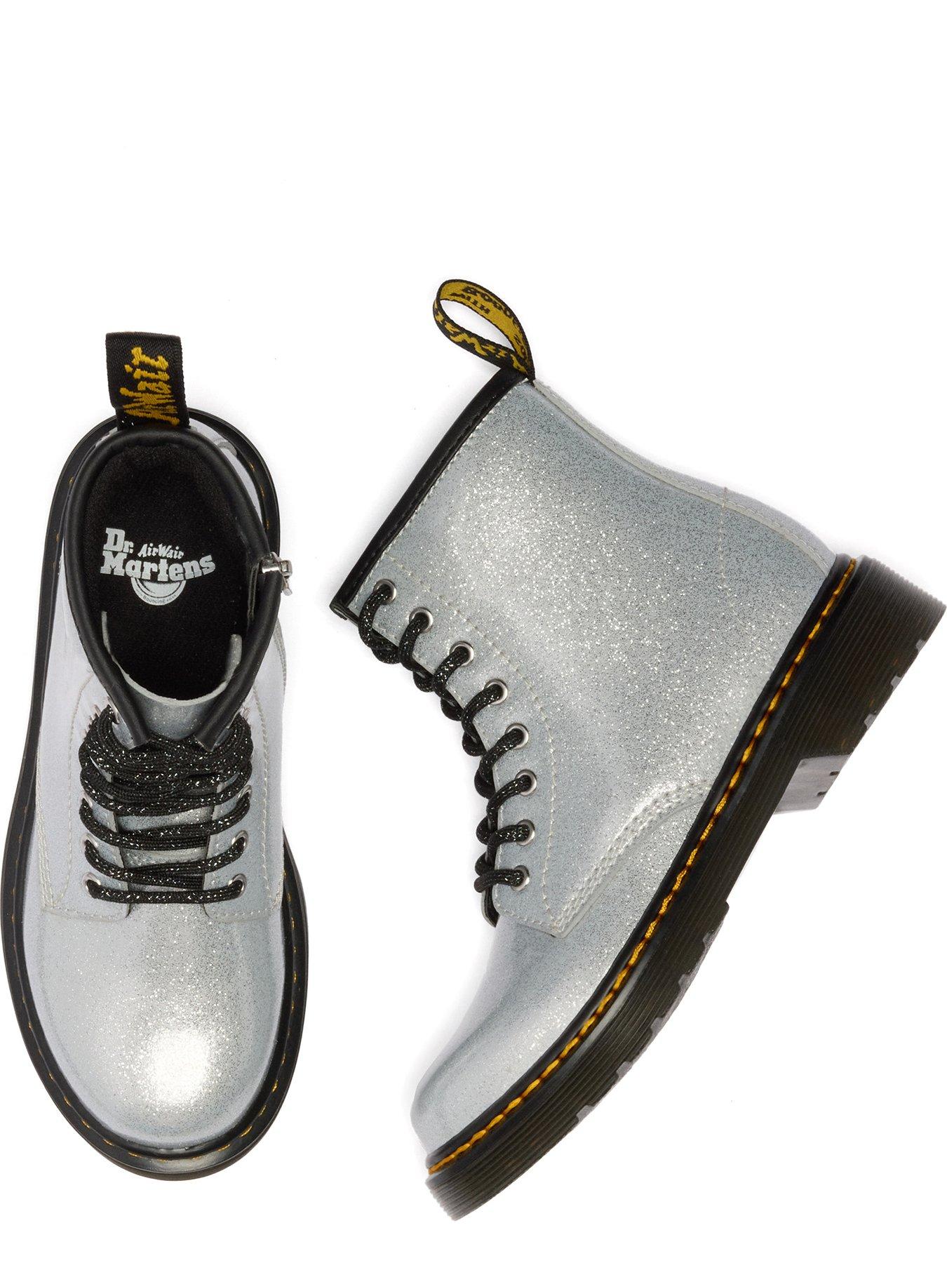  image of dr-martens-junior-1460-8-eye-leather-boot-silver-nebula-glitter