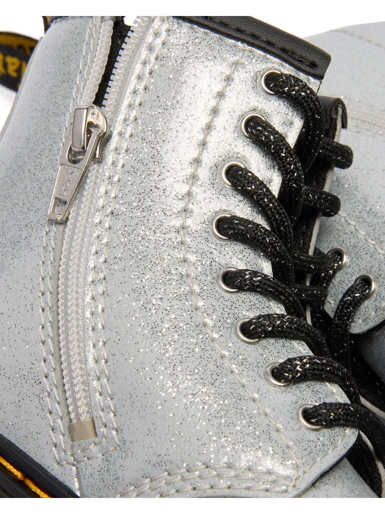  image of dr-martens-junior-1460-8-eye-leather-boot-silver-nebula-glitter