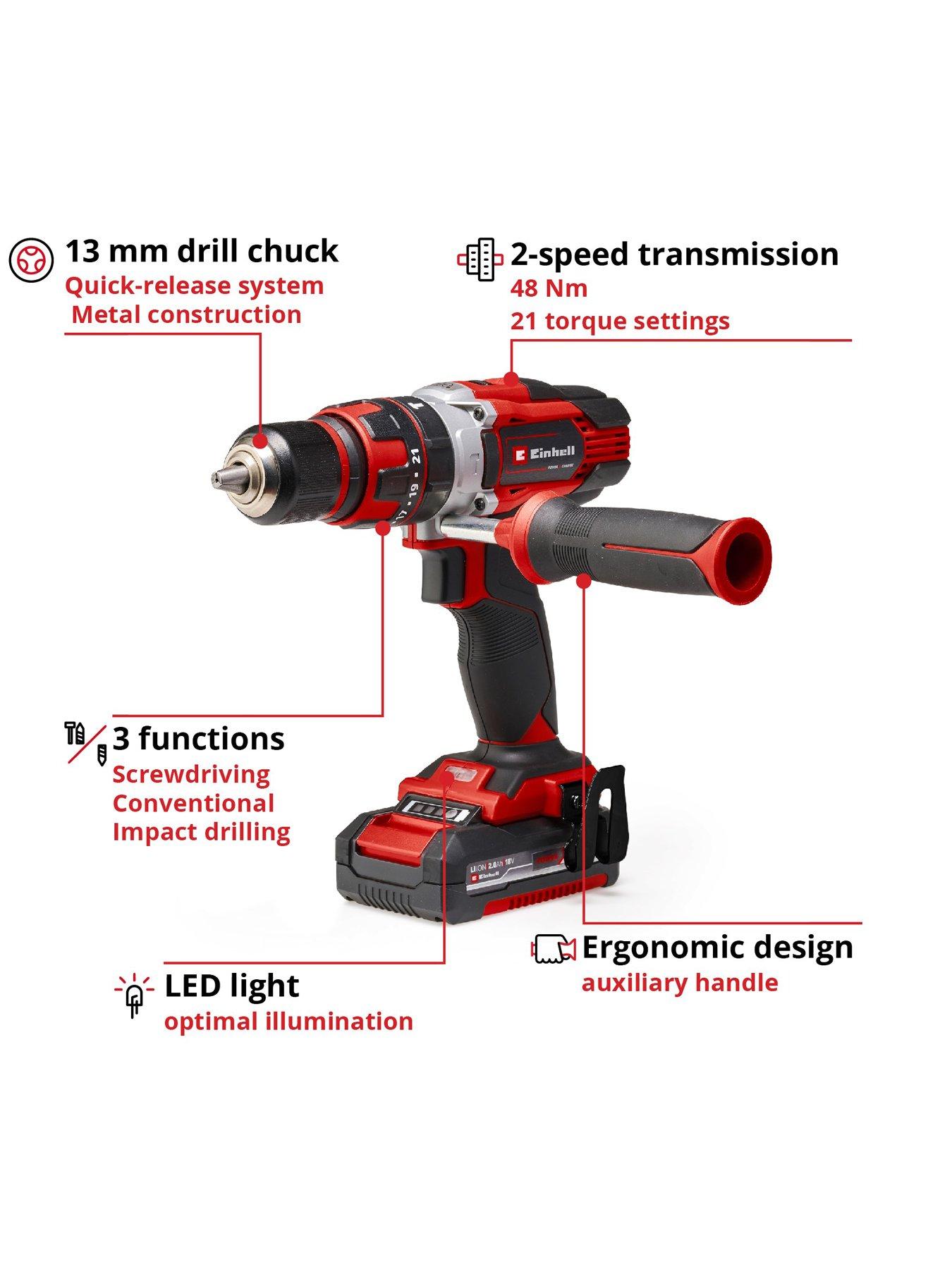  image of einhell-pxc-18v-48nm-combi-drill-kit-2-x-2ah-batteries