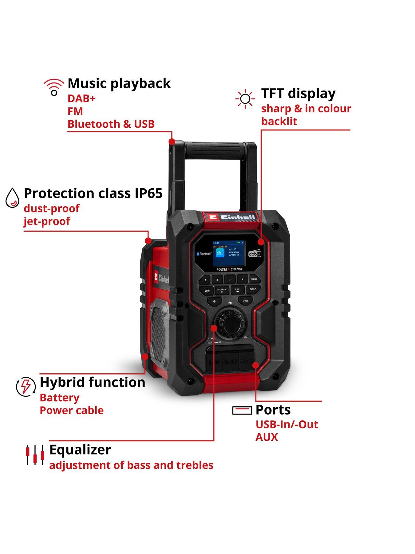  image of einhell-pxc-18v-dab-bt-site-radio-body-only