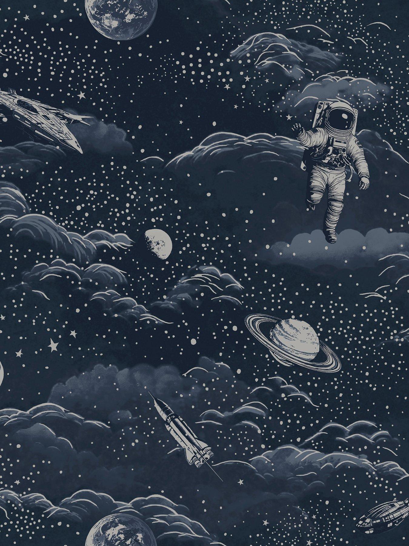 Image 2 of 6 of Holden Decor Lost In Space Midnight Blue/silver Wallpaper