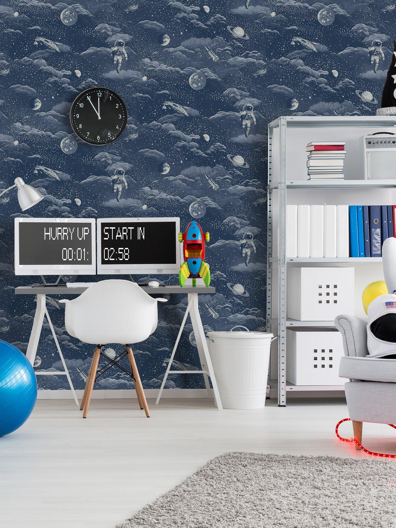 Image 3 of 6 of Holden Decor Lost In Space Midnight Blue/silver Wallpaper