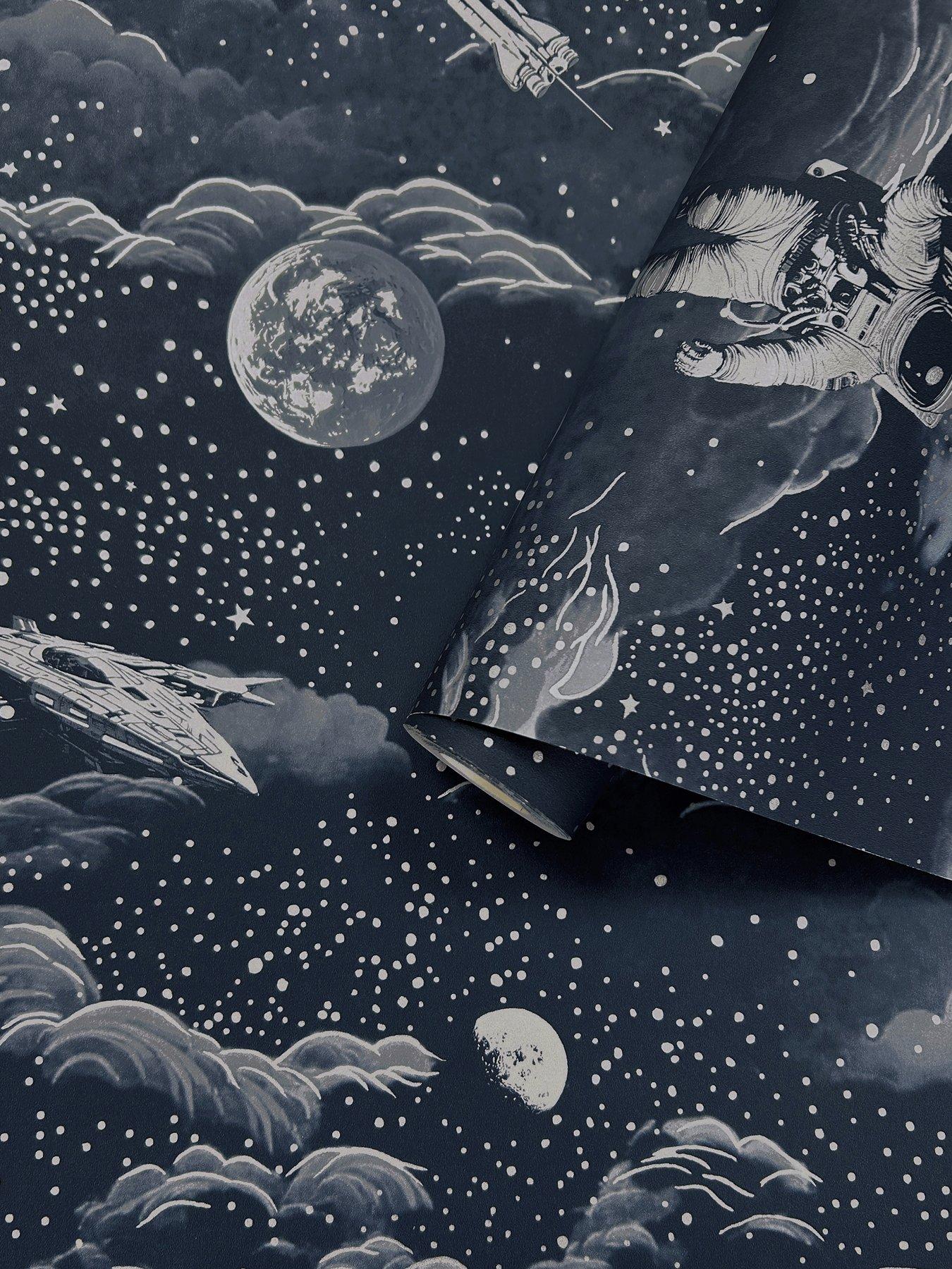 Image 6 of 6 of Holden Decor Lost In Space Midnight Blue/silver Wallpaper